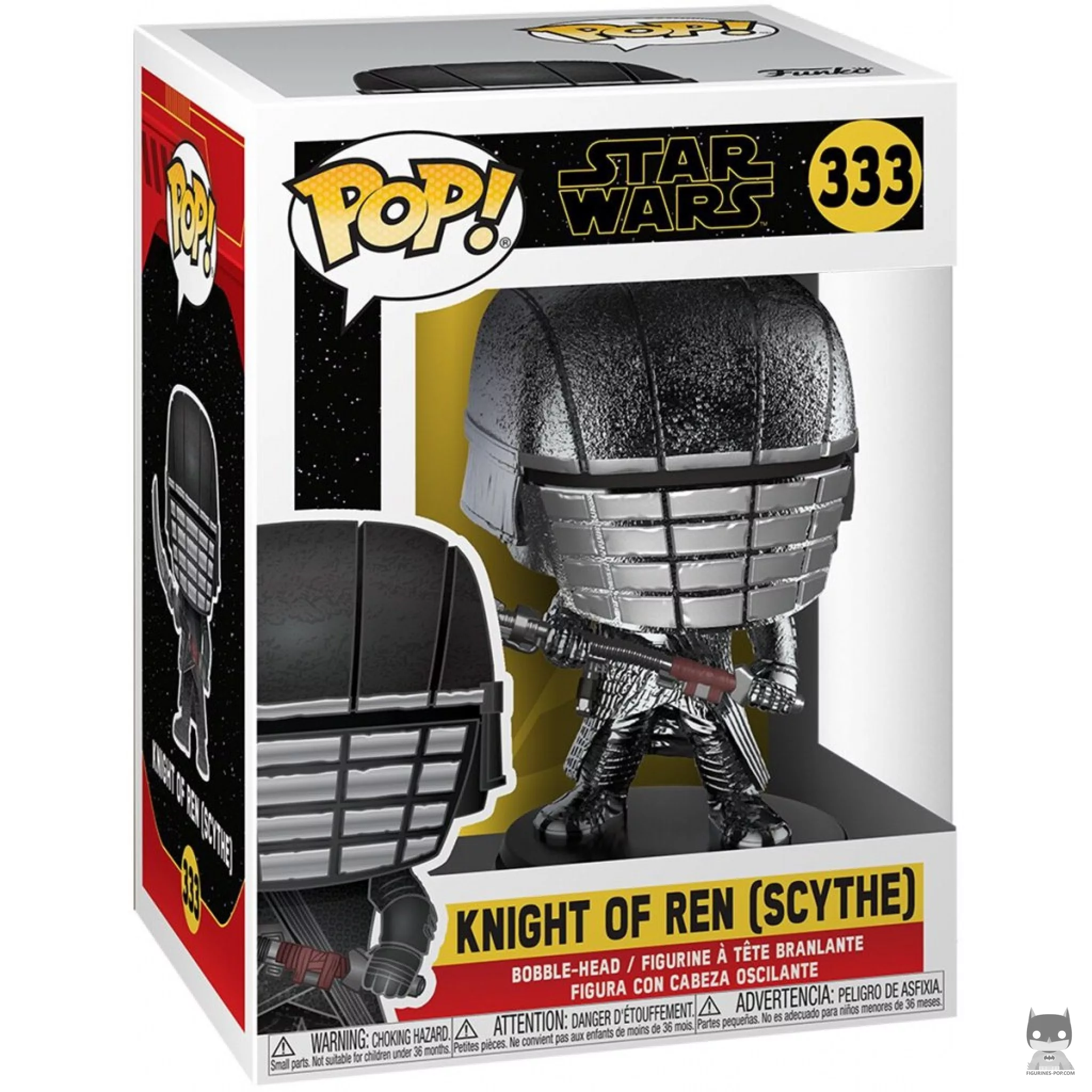Figura Funko Pop! Caballero de Ren con guadaña (Cromado hematita) en su caja