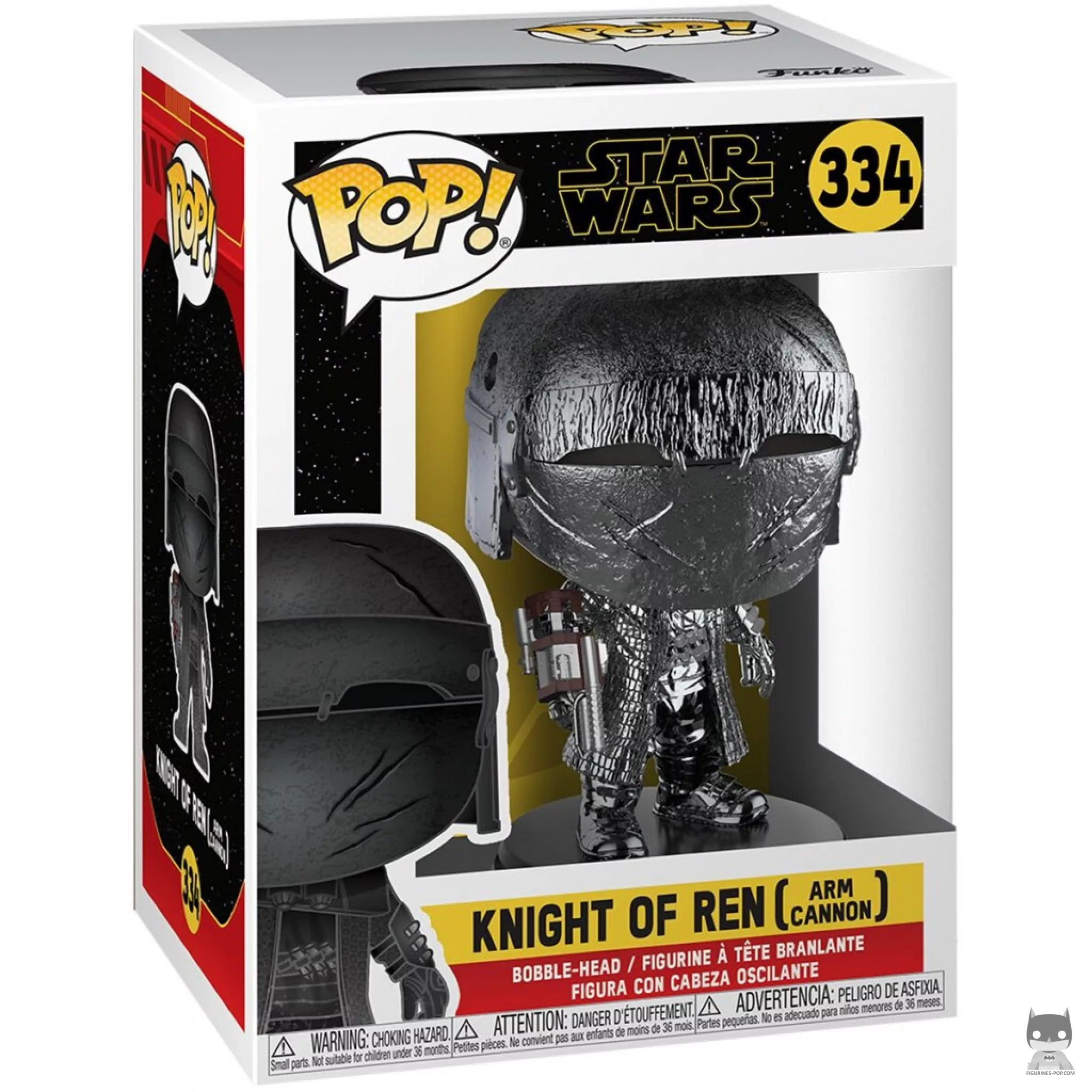 Figura Funko Pop! Caballero de Ren con brazo cañón (Cromado hematita) en su caja