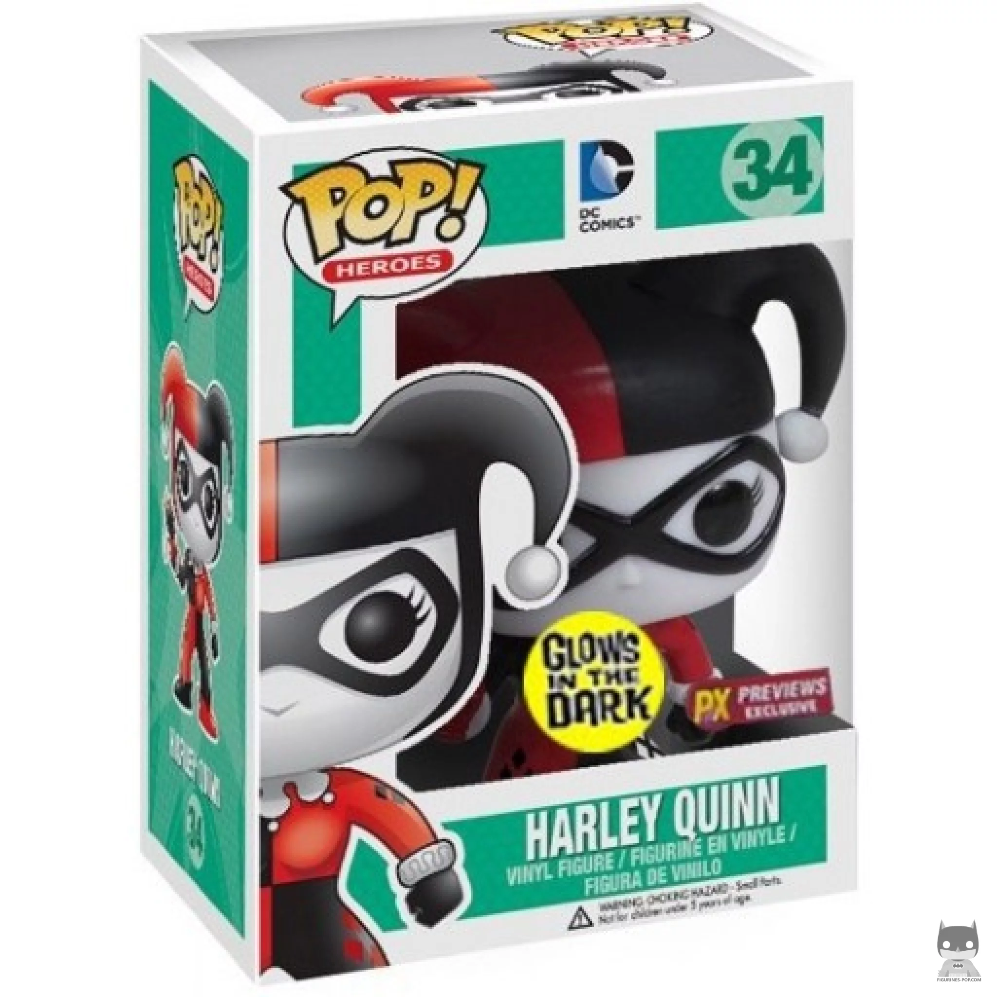 Figura Funko Pop! Harley Quinn (Brilla en la oscuridad) en su caja