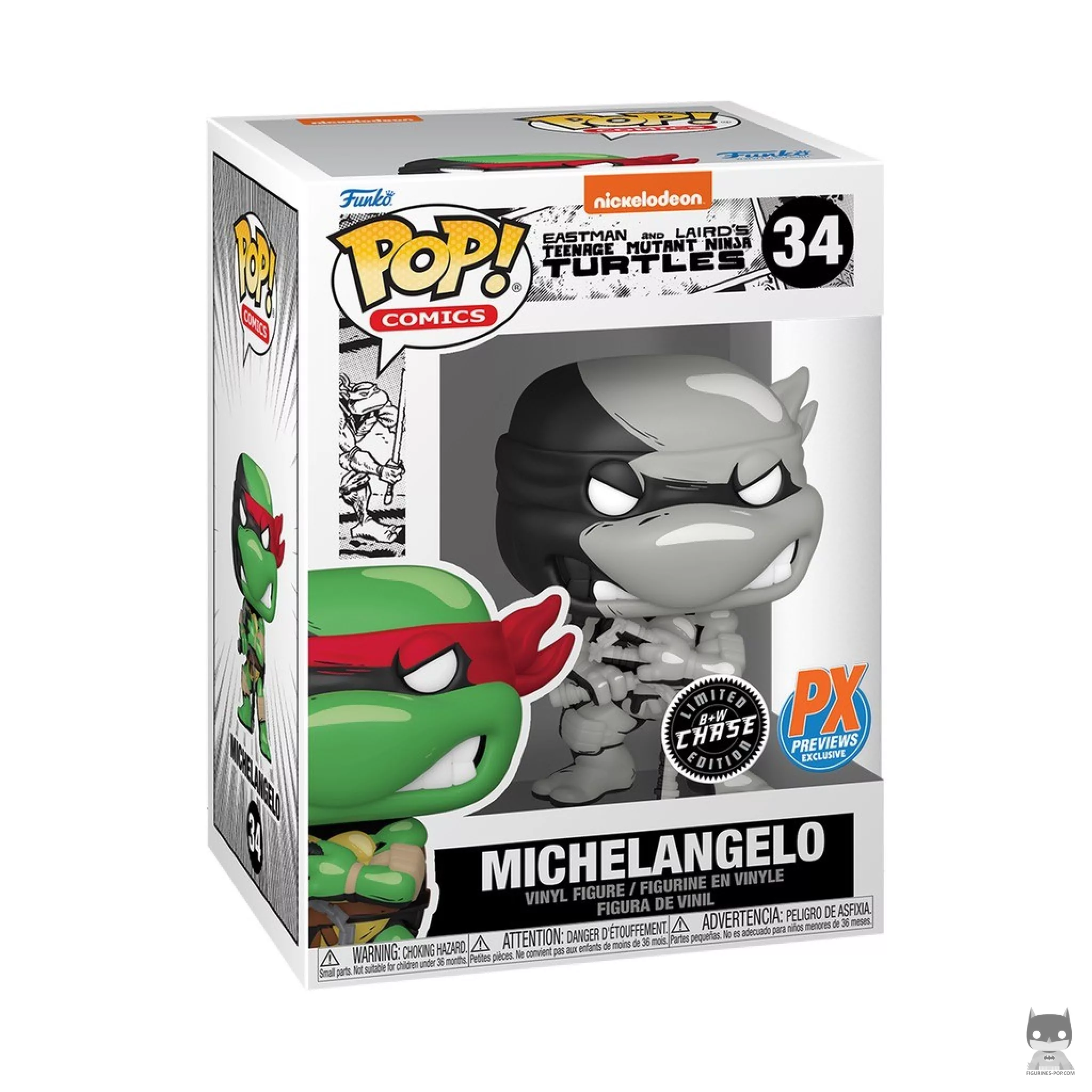 Figura Funko Pop! Miguel Ángel (Negro & Chase blanco) en su caja