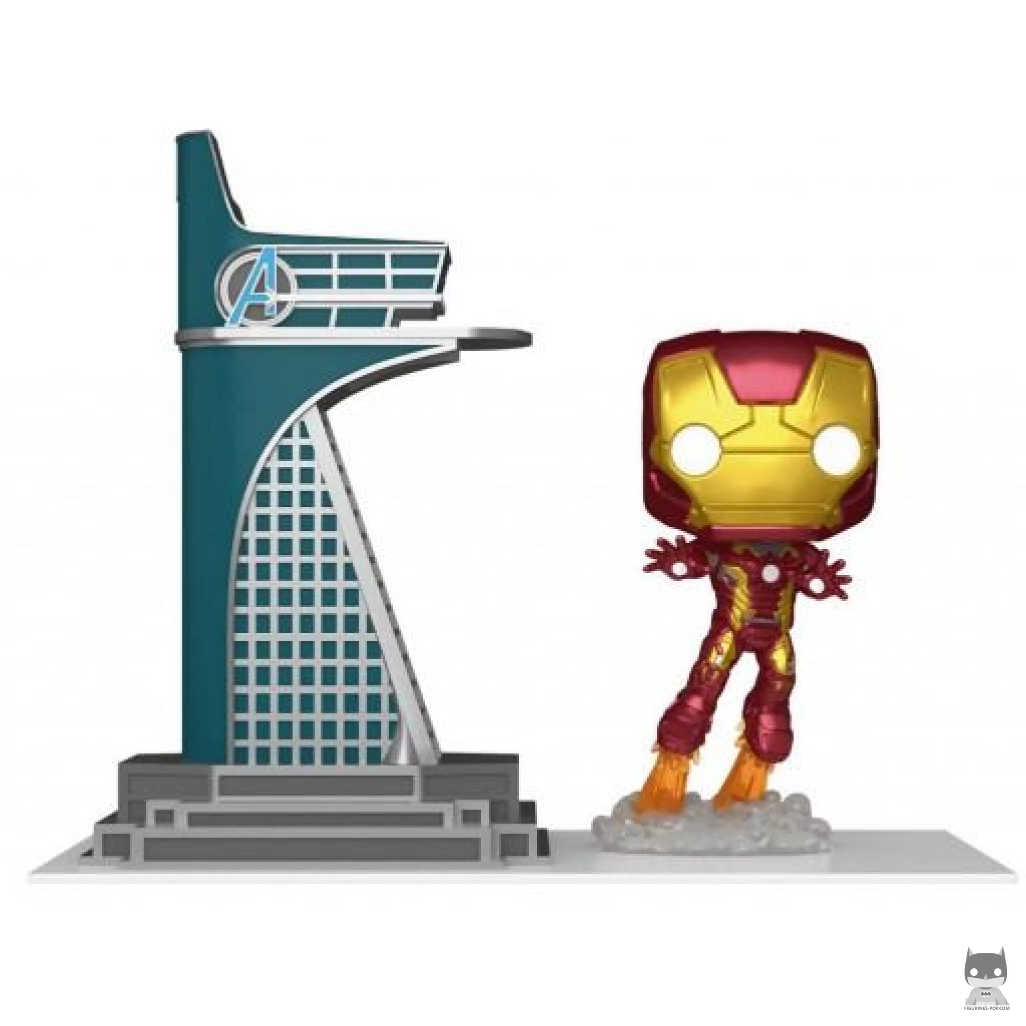 Figura Funko Pop! Torre de los Vengadores con Iron Man (Brilla en la oscuridad) (Marvel Comics)