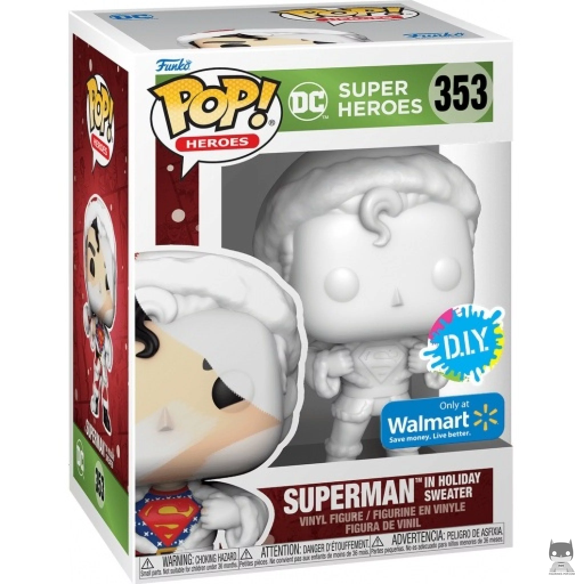 Figura Funko Pop! Superman con jersey navideño (DIY) en su caja