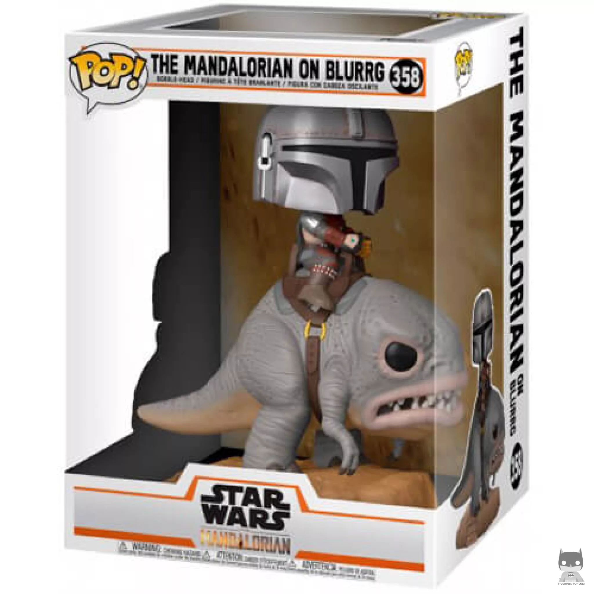 Figura Funko Pop! El Mandaloriano en un blurrg en su caja