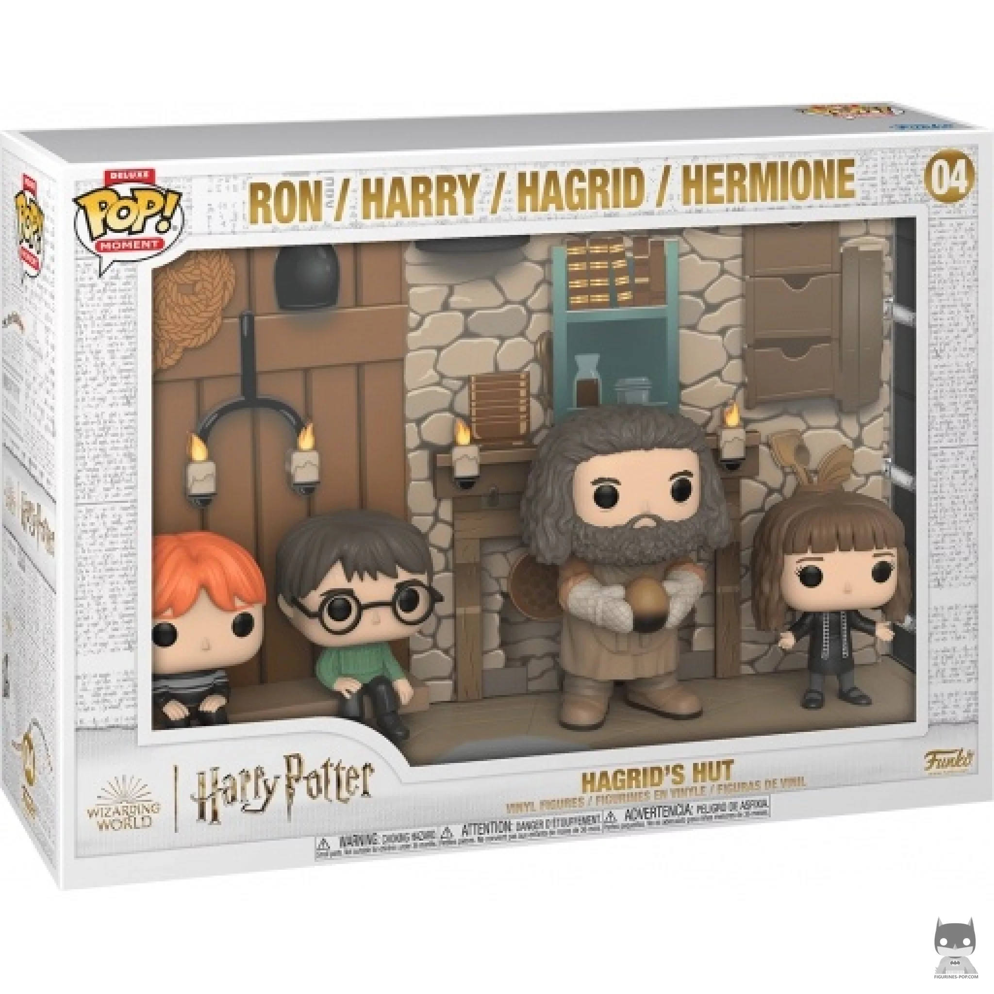 Figura Funko Pop! La cabaña de Hagrid (Ron, Harry, Hagrid & Hermione) en su caja