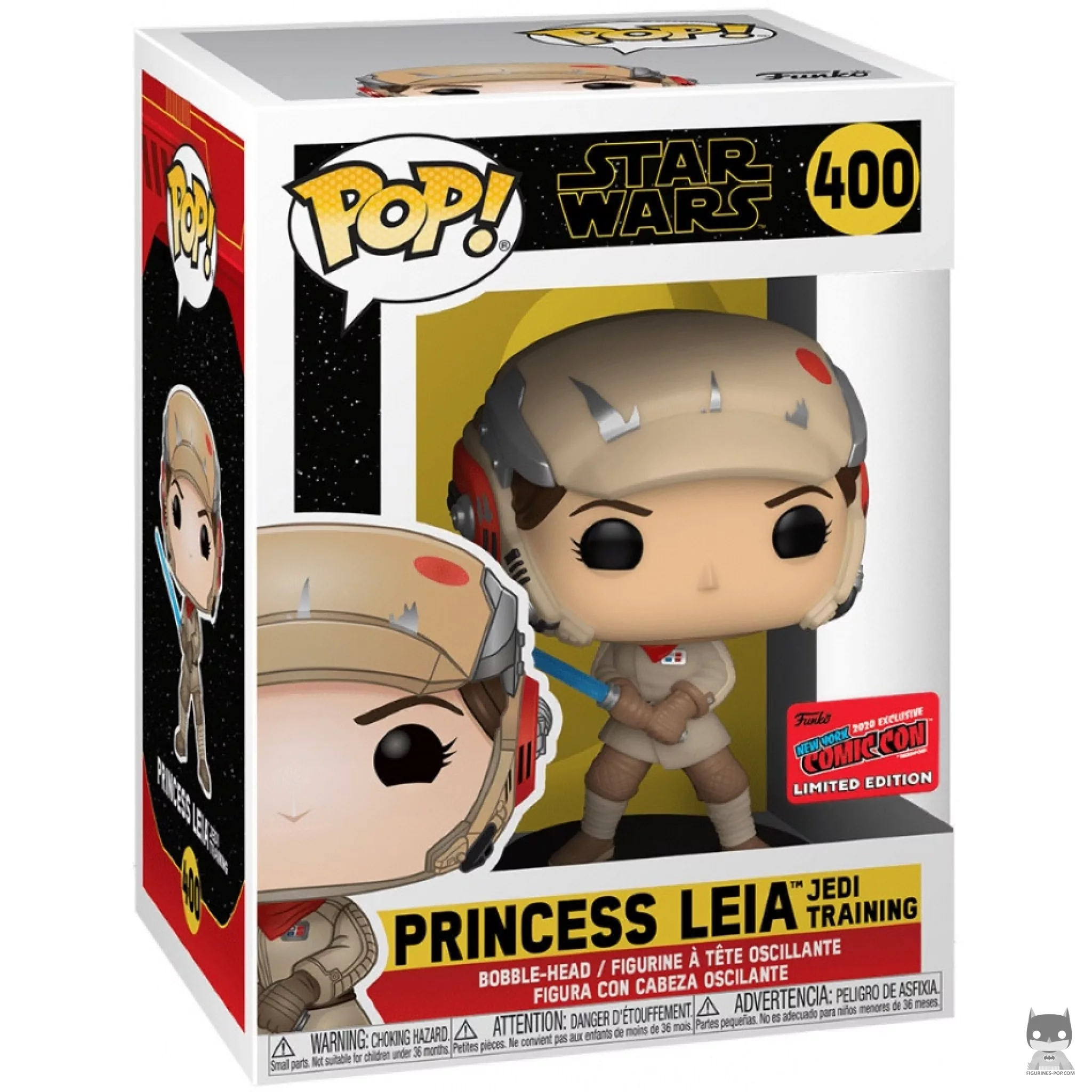 Figura Funko Pop! Princesa Leia entrenamiento Jedi en su caja