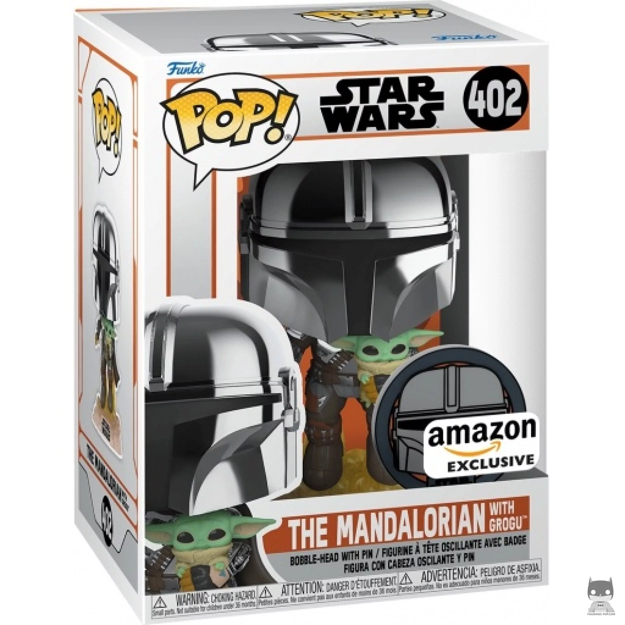 Figura Funko Pop! El Mandaloriano con Grogu en su caja