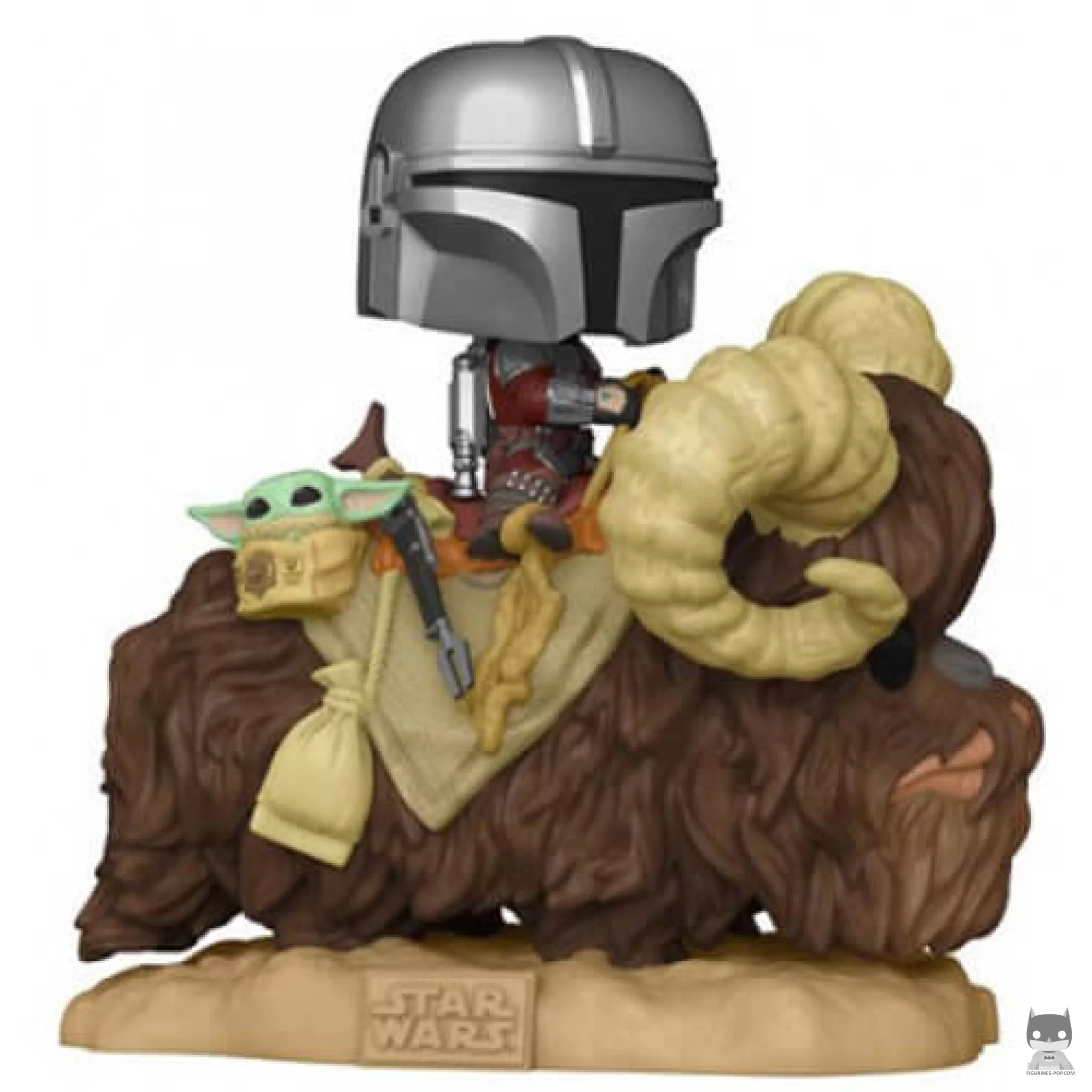 Figura Funko Pop! Mandaloriano en bantha con El Niño (The Mandalorian (Star Wars))