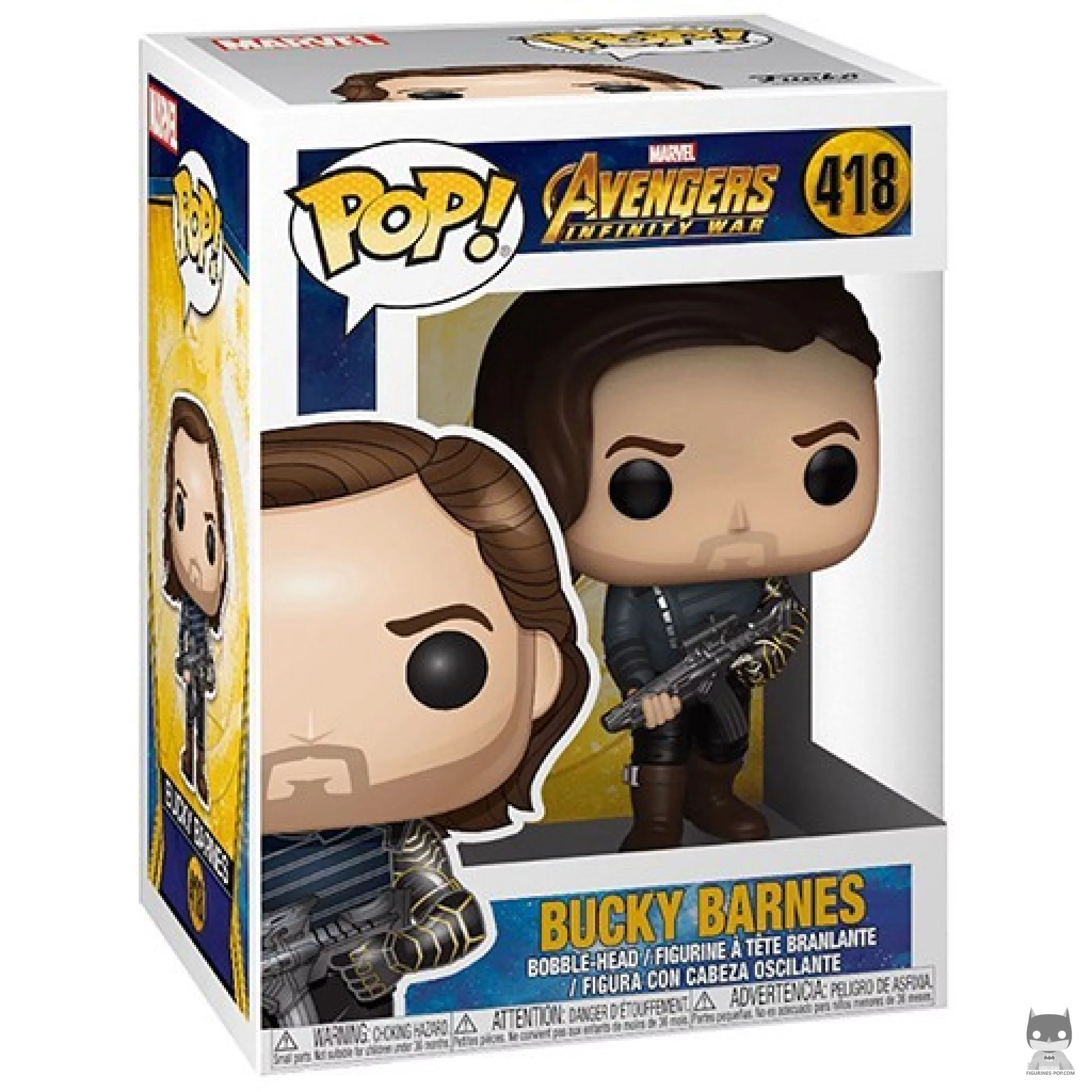 Figura Funko Pop! Bucky Barnes (con arma) en su caja