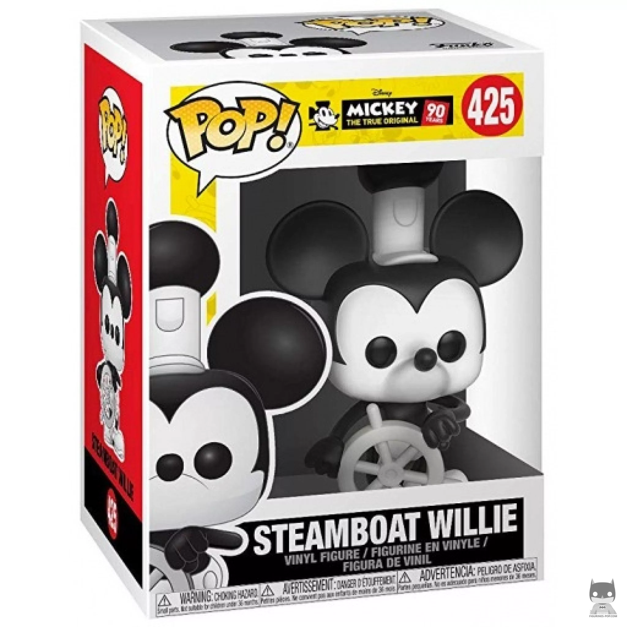 Figura Funko Pop! Mickey Mouse Steamboat Willie en su caja