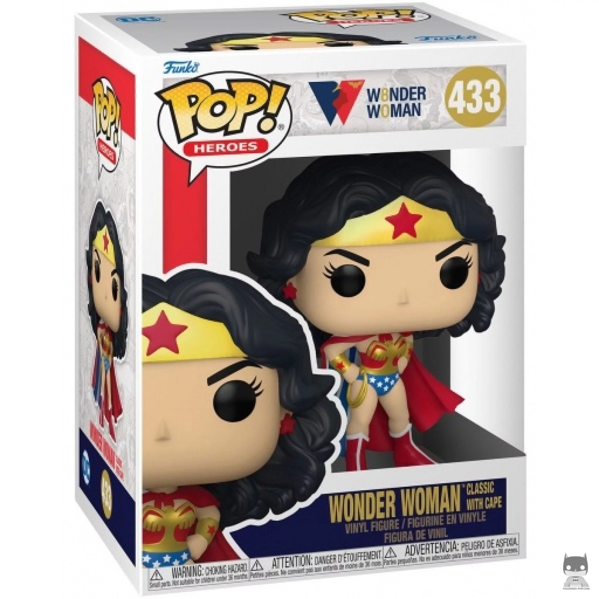 Figura Funko Pop! Wonder Woman clásica con capa en su caja