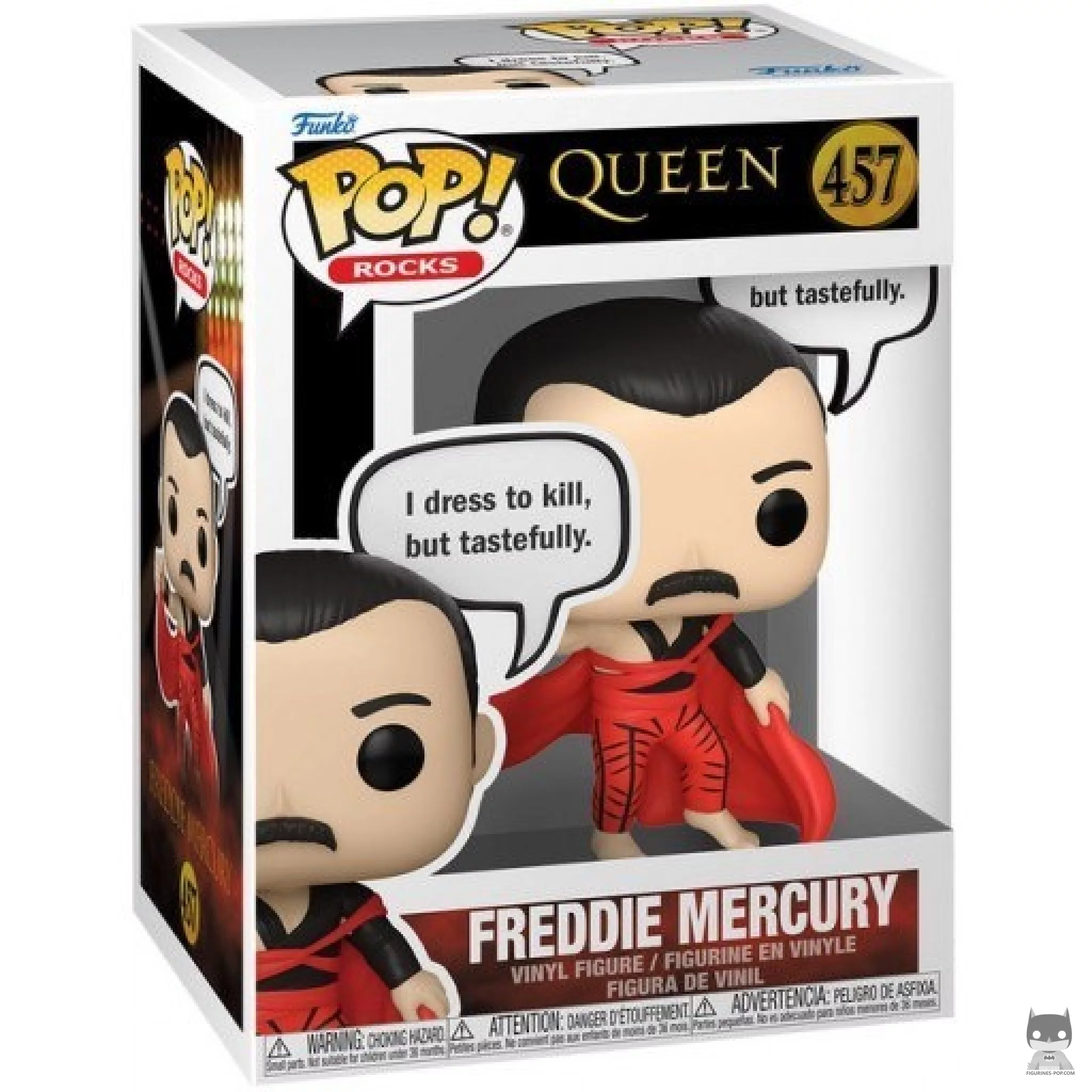Figura Funko Pop! Freddie Mercury "I Dress To Kill, But Tastefully" en su caja