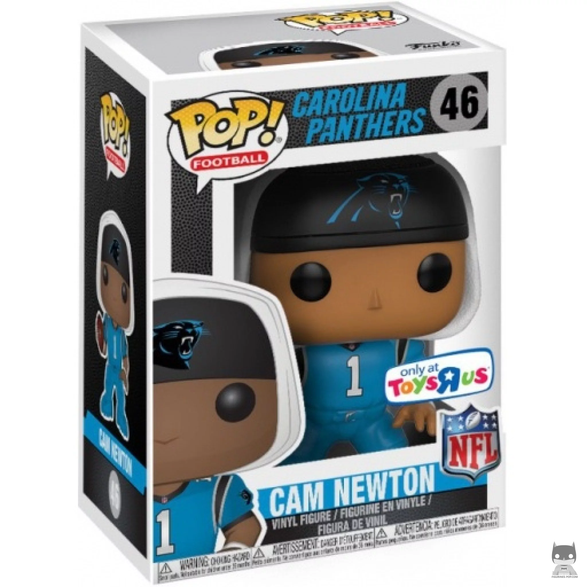 Figura Funko Pop! Cam Newton (Camiseta azul) en su caja
