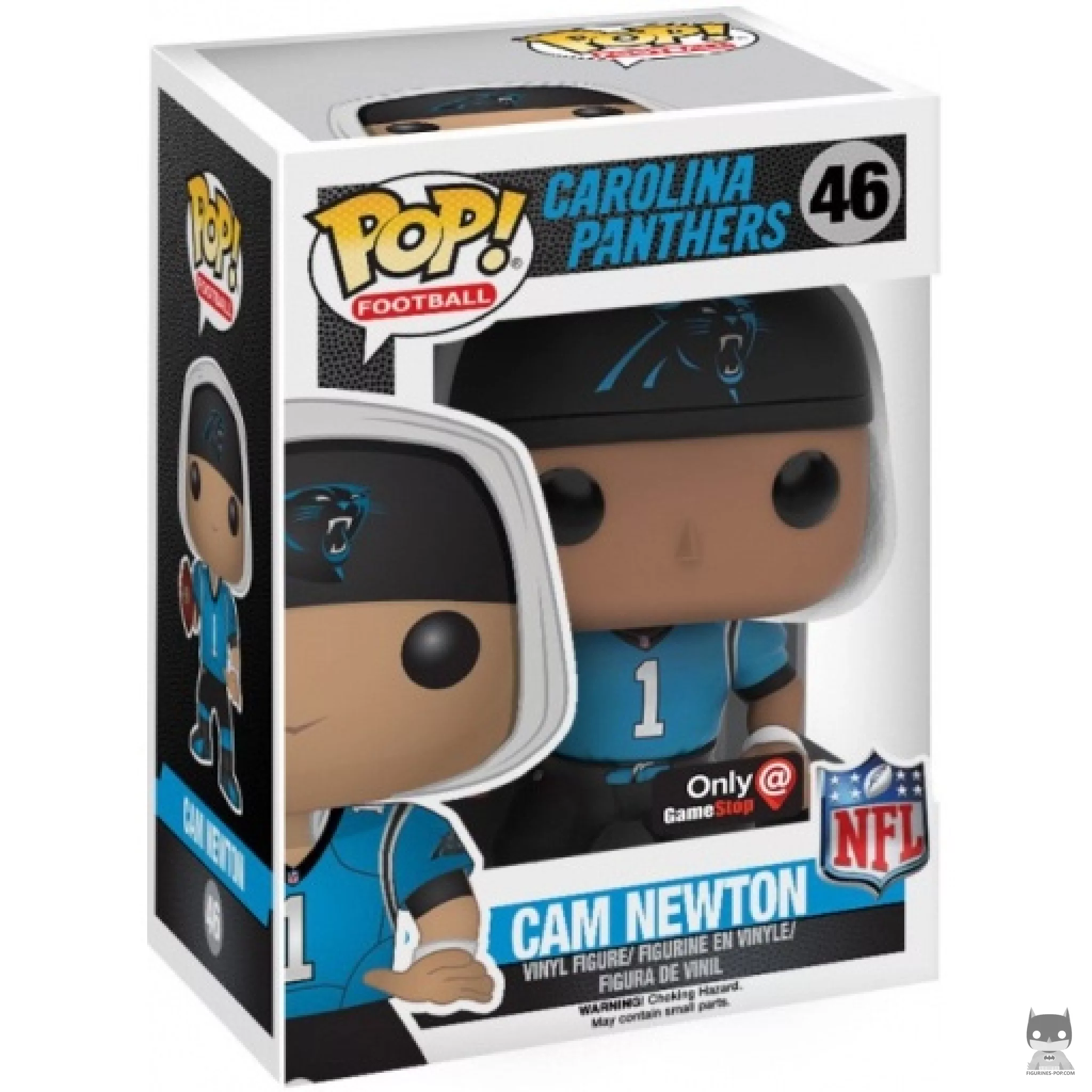 Figura Funko Pop! Cam Newton (Camiseta retro) en su caja