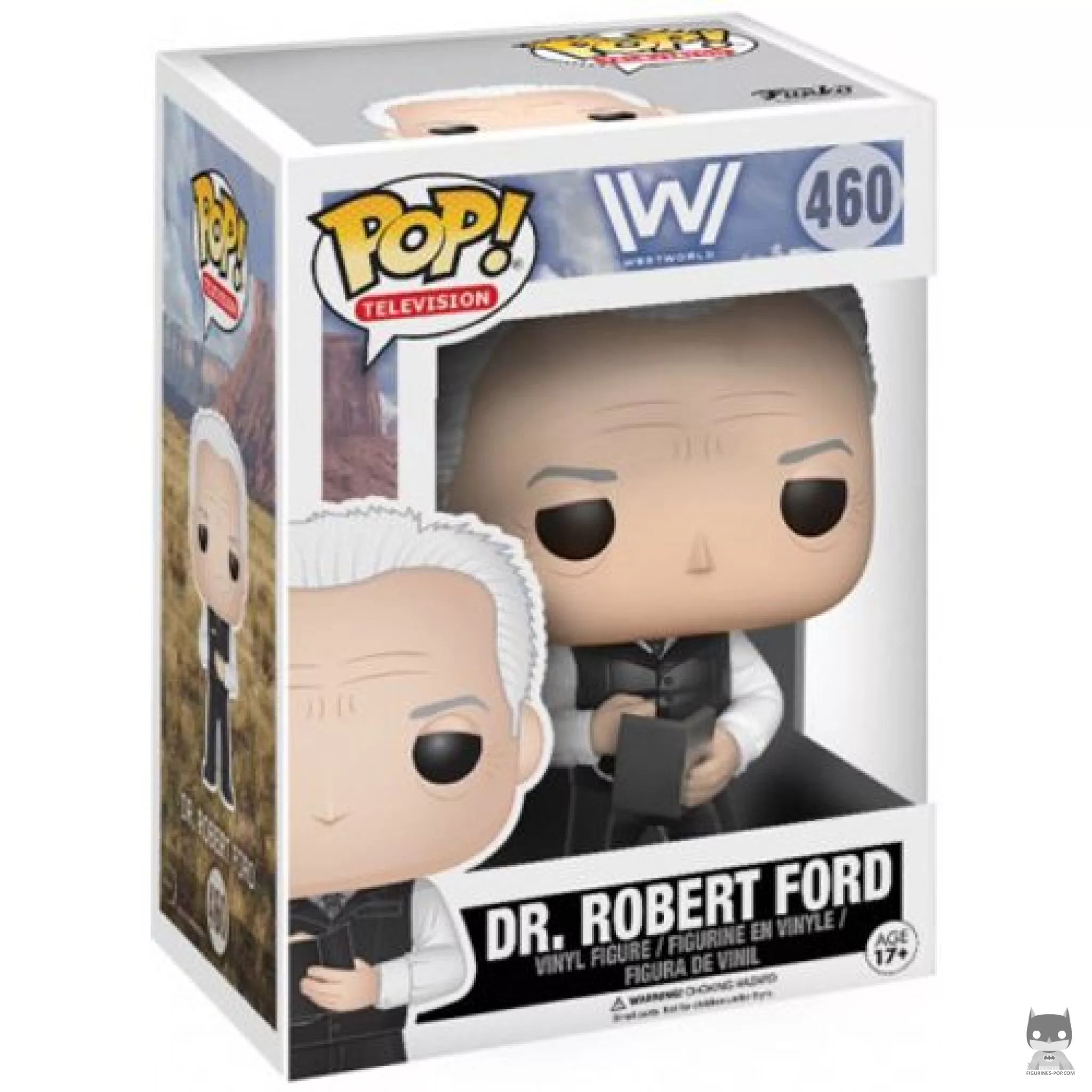 Figura Funko Pop! Dr. Robert Ford en su caja