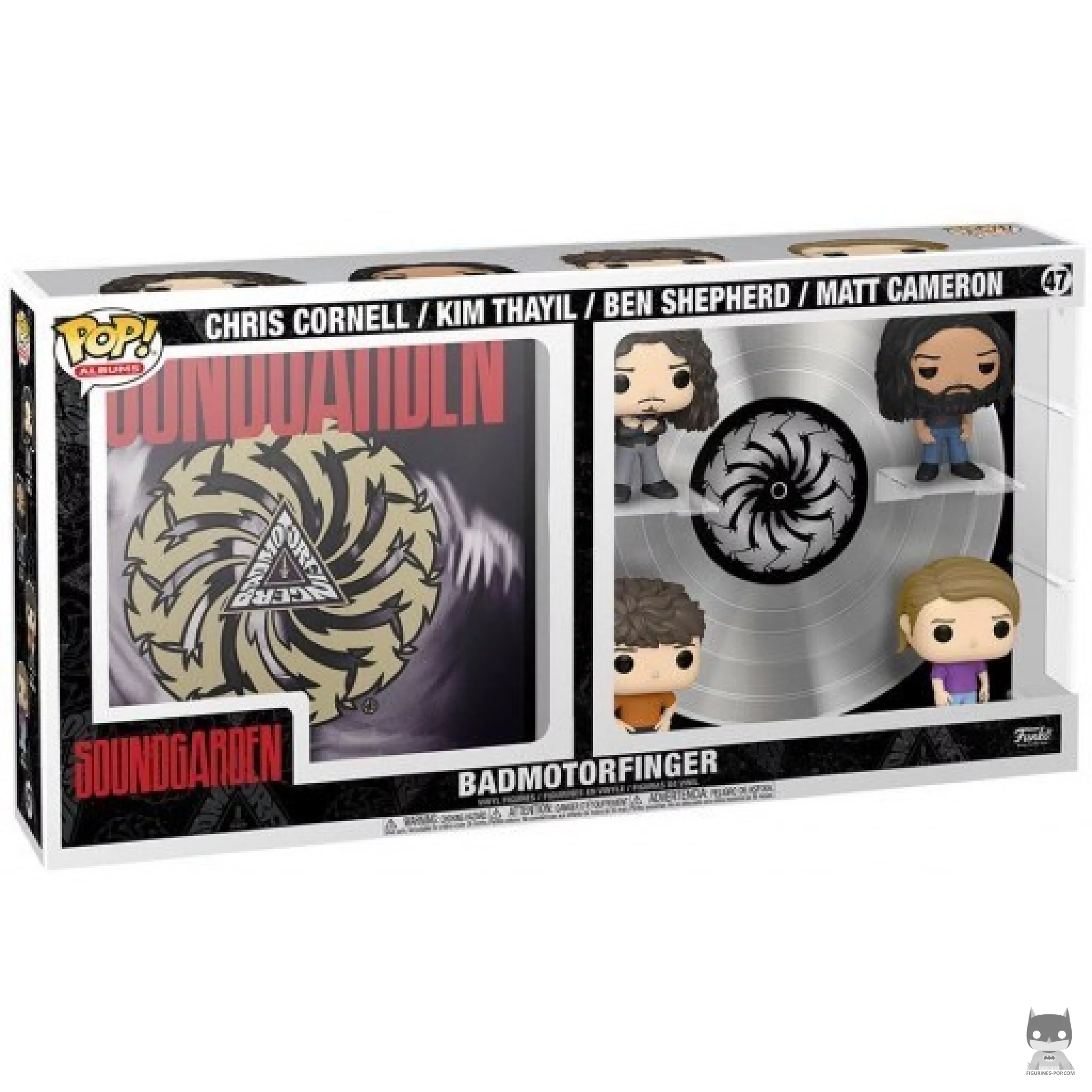 Figura Funko Pop! Soundgarden: Badmotorfinger (Chris Cornell, Kim Thayil, Ben Shepherd & Matt Cameron) en su caja