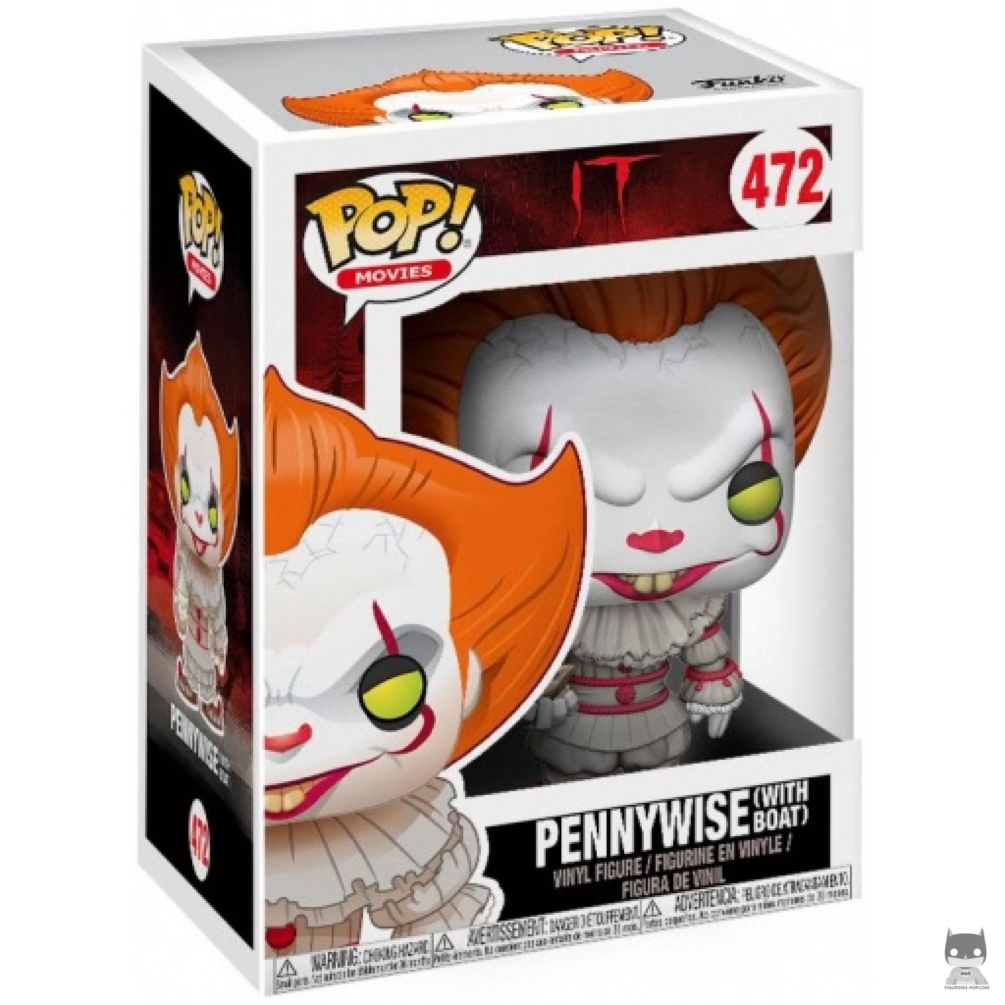 Figura Funko Pop! Pennywise con el barco de papel en su caja