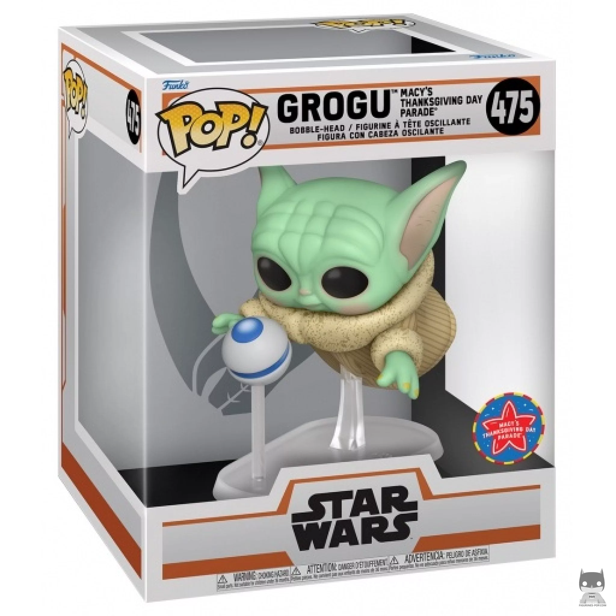 Figura Funko Pop! Grogu Macy's (Desfile de Acción de Gracias) en su caja