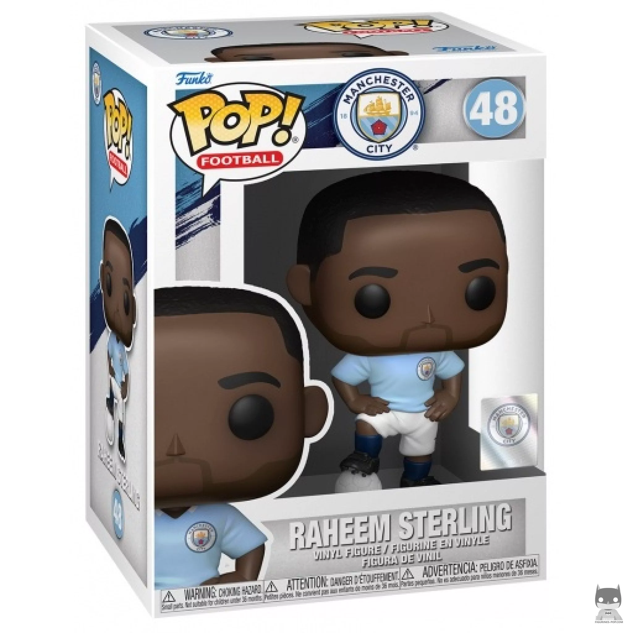 Figura Funko Pop! Raheem Sterling (Manchester City) en su caja