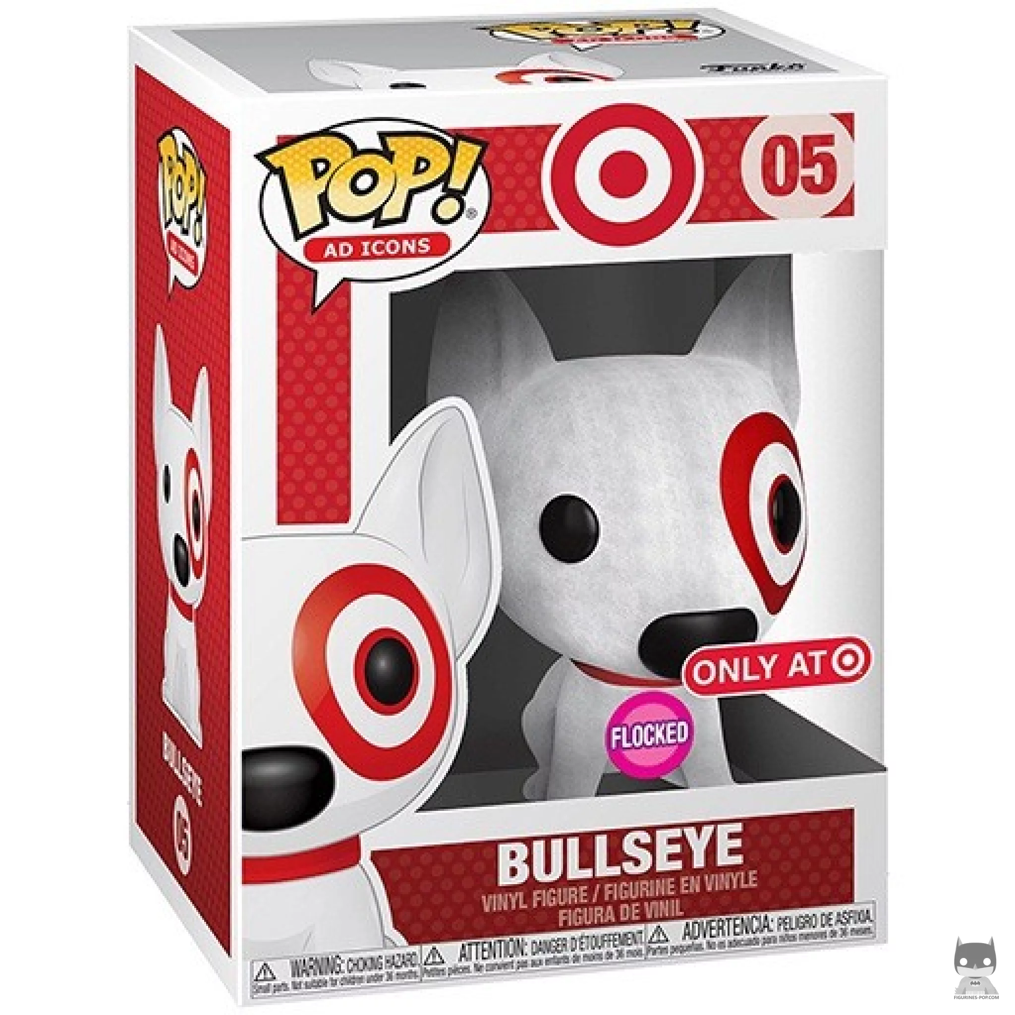 Figura Funko Pop! Bullseye (Flocado) en su caja