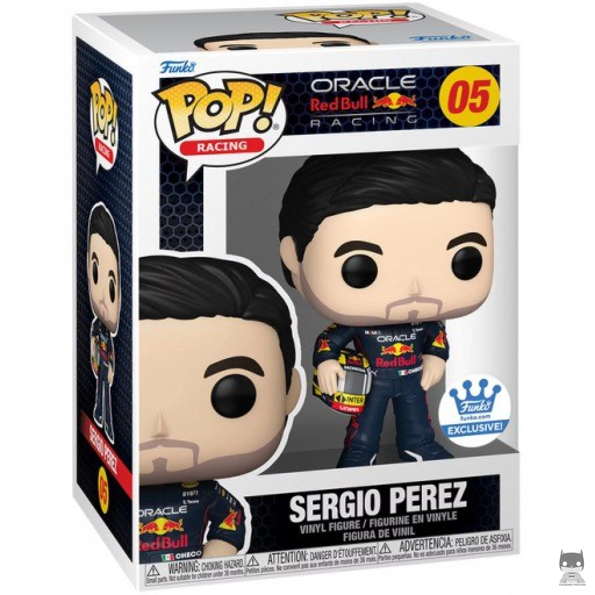 Figura Funko Pop! Sergio Pérez con casco (Oracle Red Bull Racing) en su caja