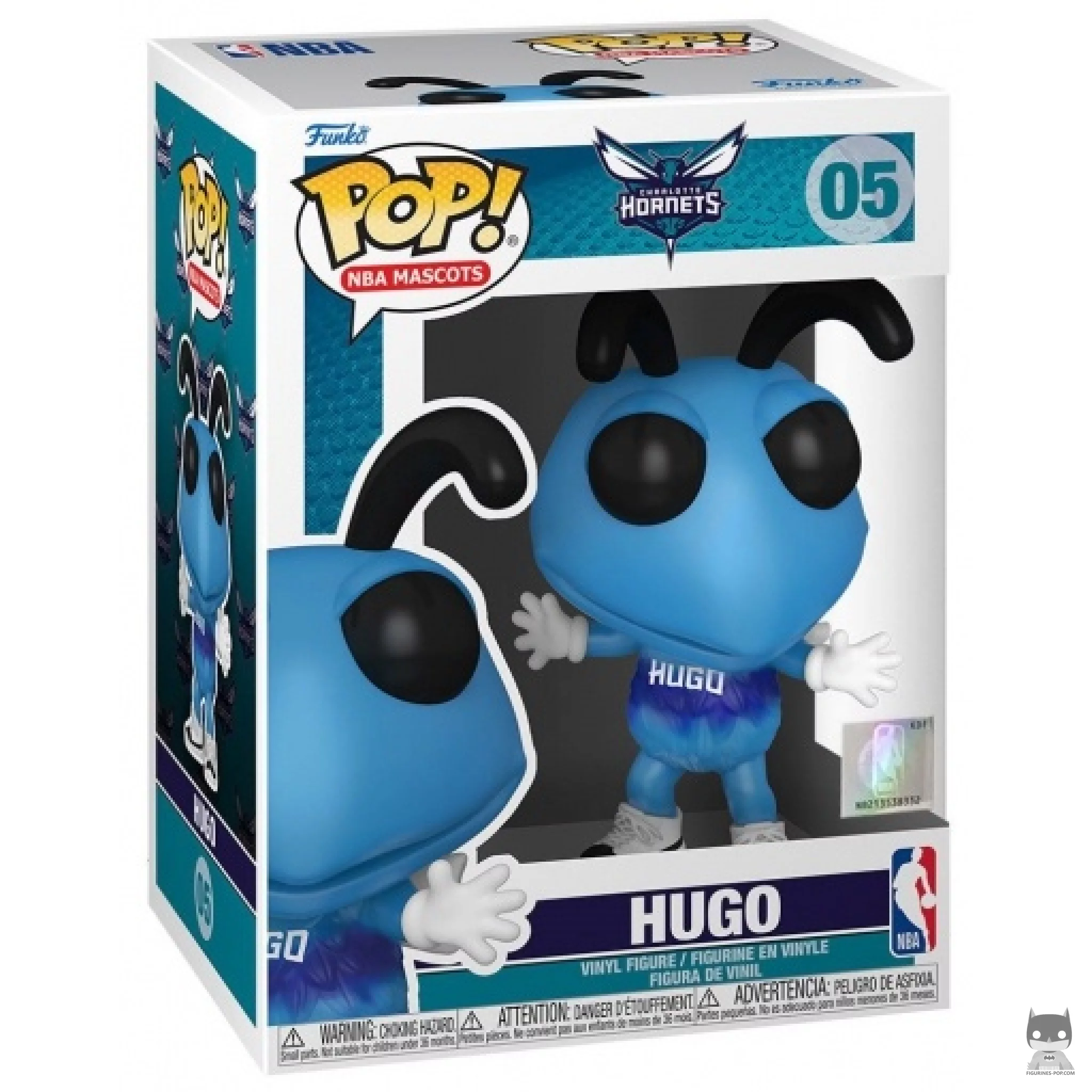 Figura Funko Pop! Hugo (Charlotte Hornets) en su caja