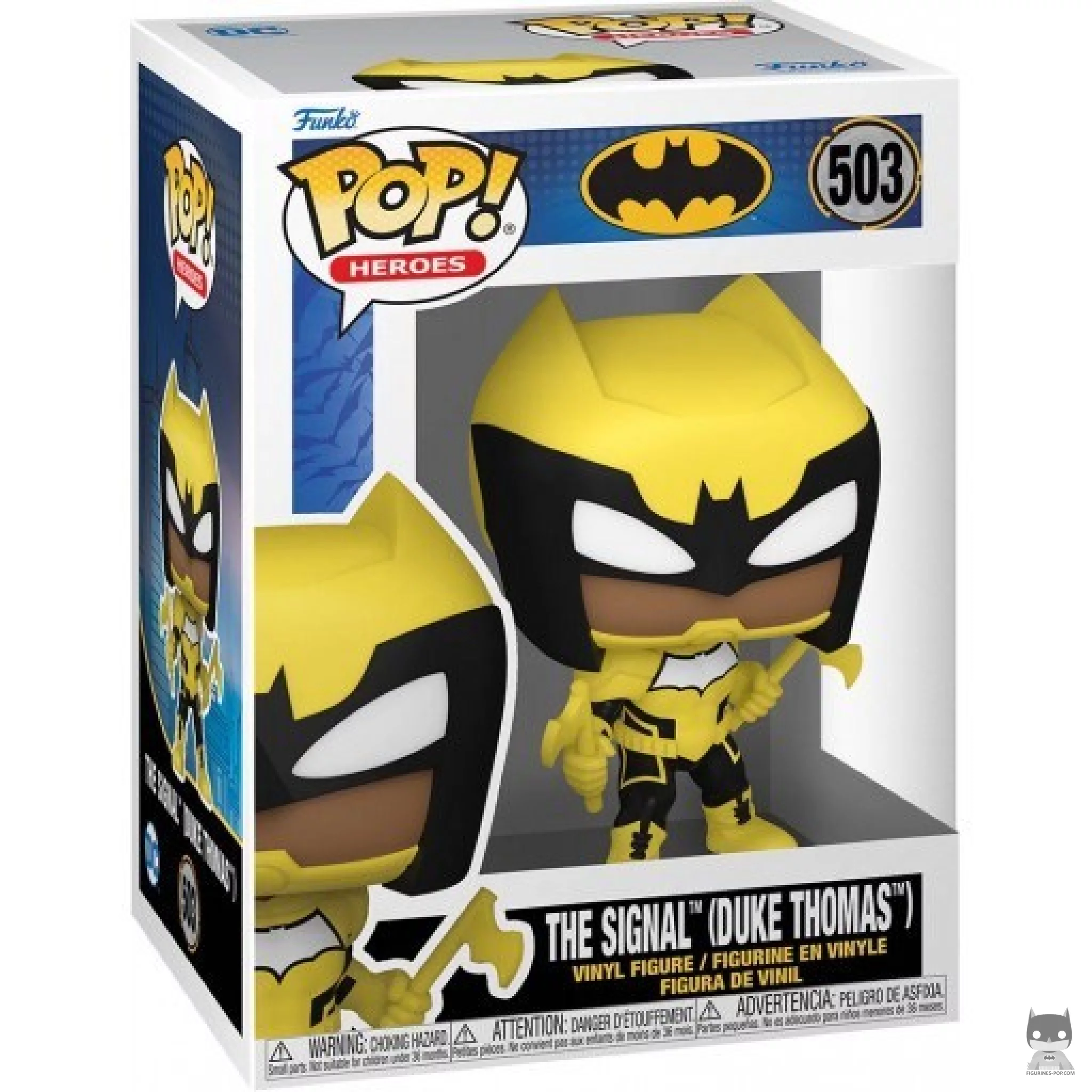 Figura Funko Pop! The Signal Duke Thomas (Batman: Zona de guerra) en su caja