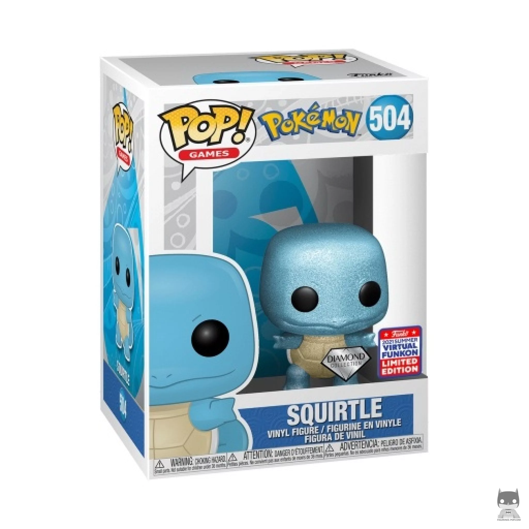 Figura Funko Pop! Squirtle (Purpurina de diamante) en su caja