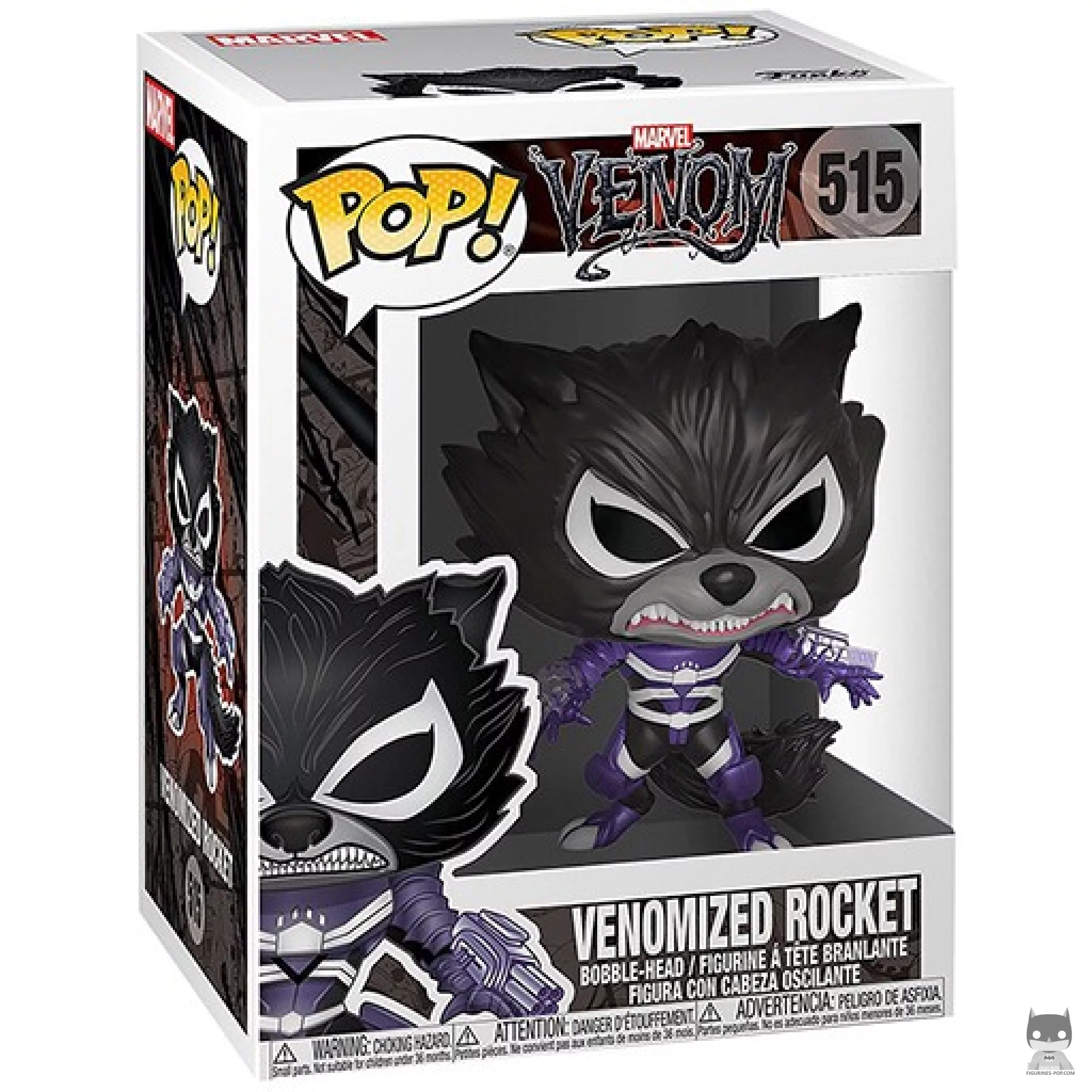 Figura Funko Pop! Rocket venomizado en su caja