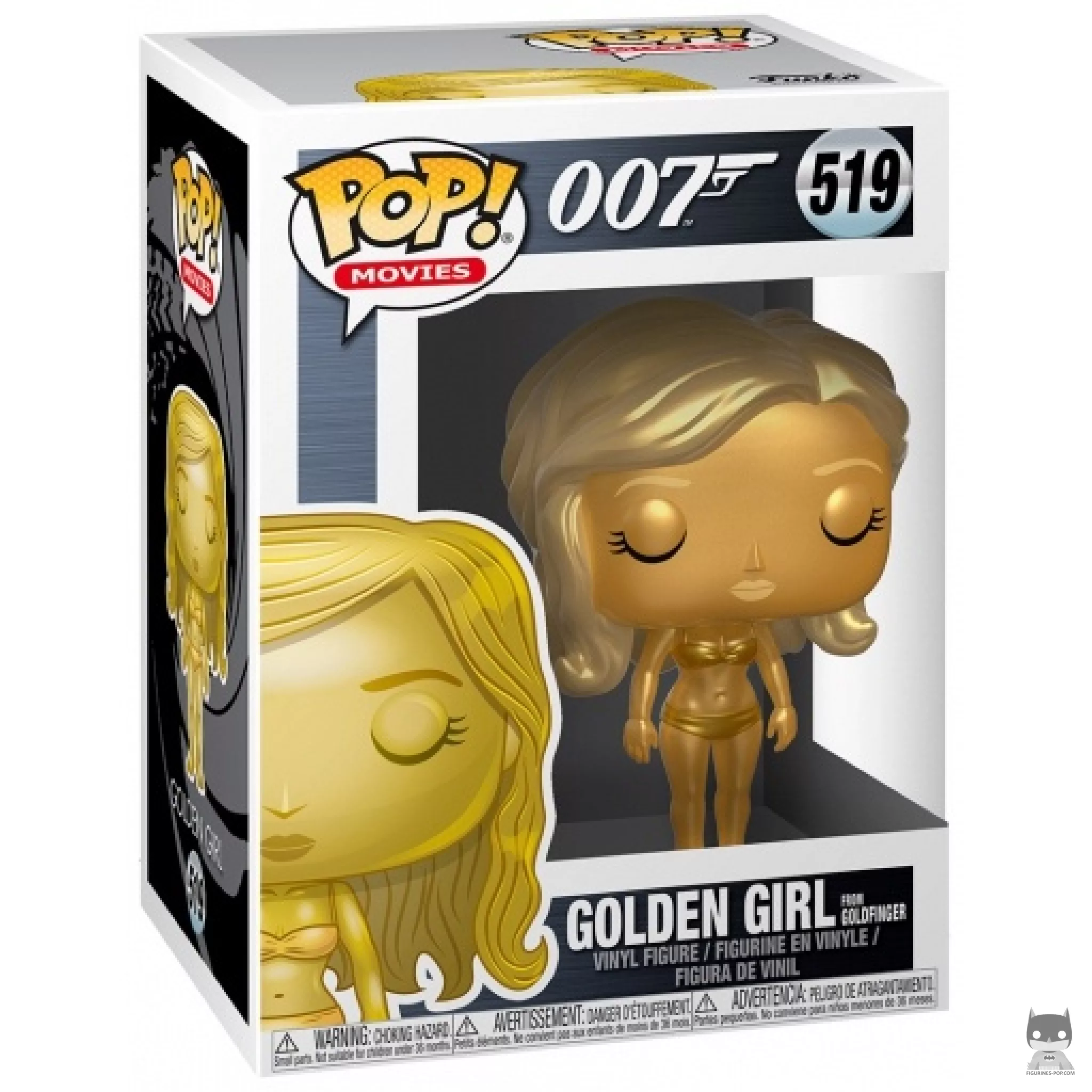 Figura Funko Pop! Chica dorada (Goldfinger) en su caja