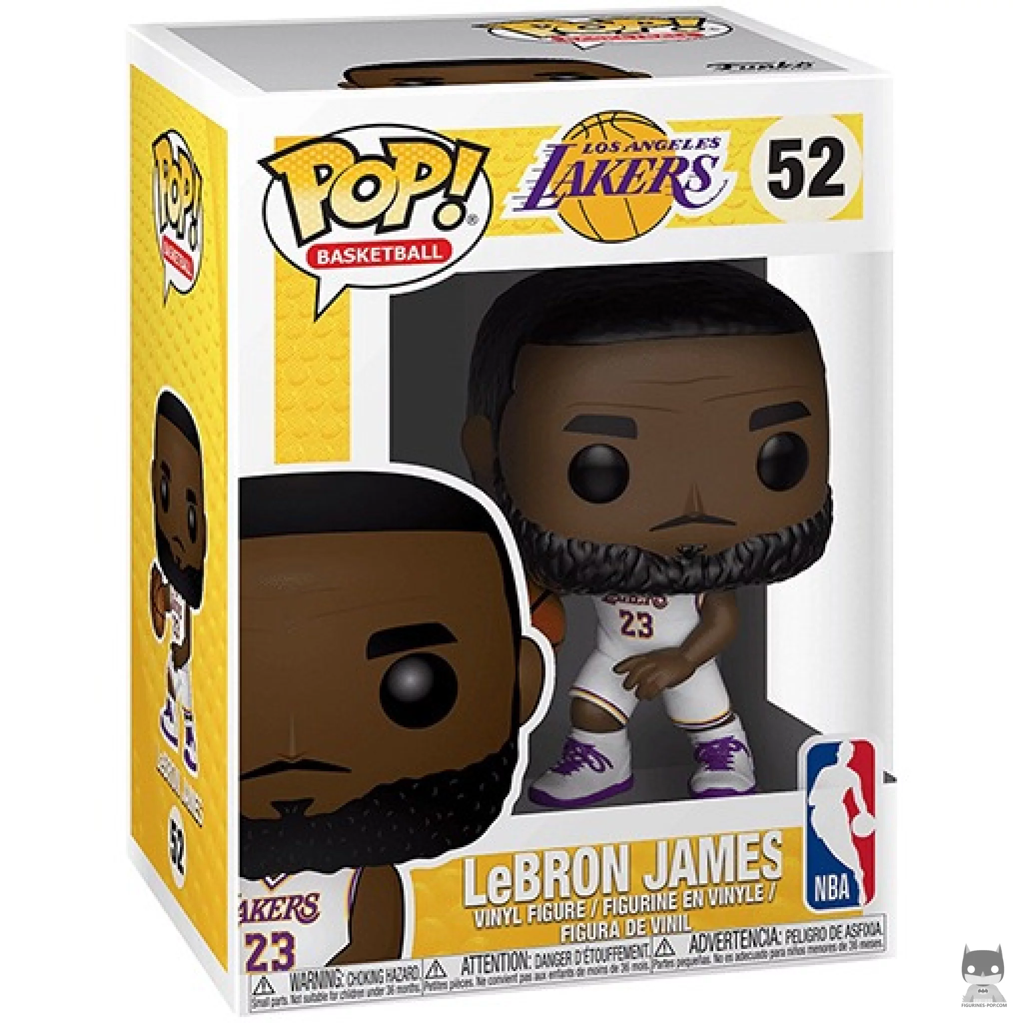 Figura Funko Pop! LeBron James (Lakers) (Camiseta blanca) en su caja