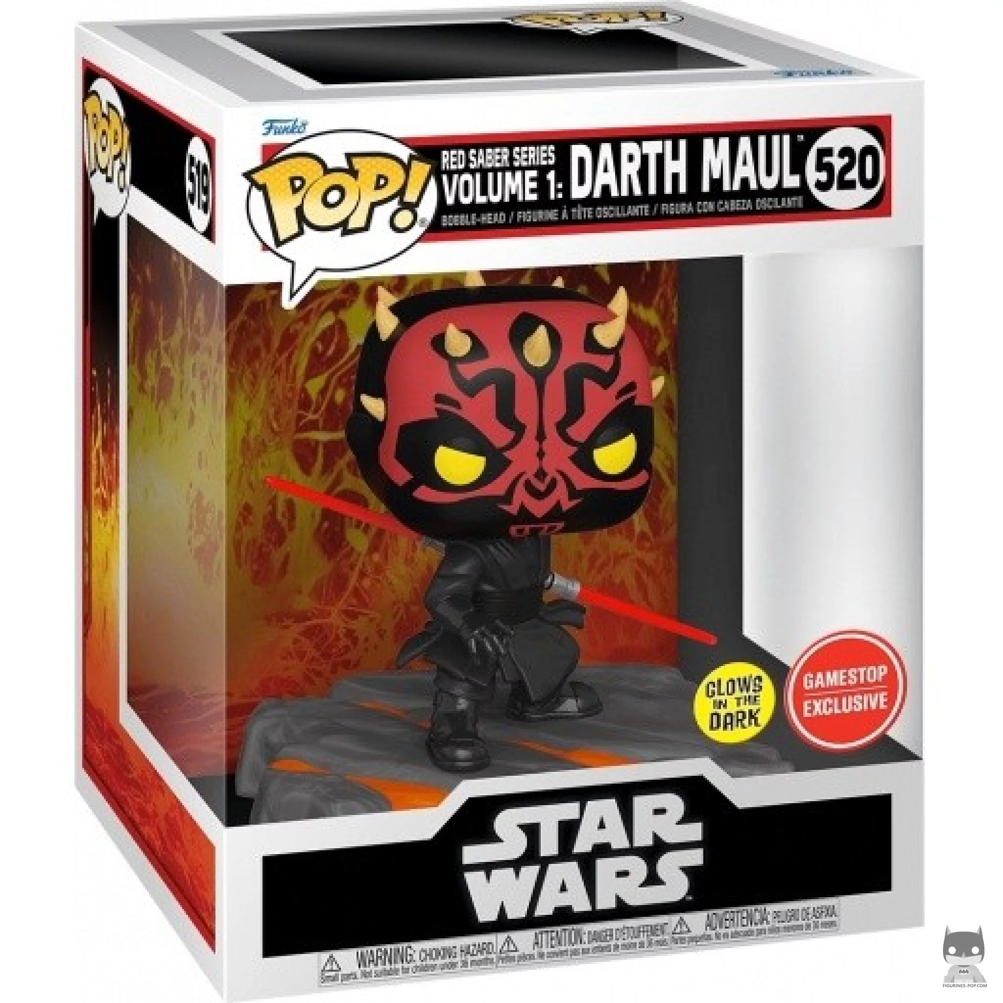 Figura Funko Pop! Red Saber Series Volumen 1: Darth Maul (Brilla en la oscuridad) en su caja