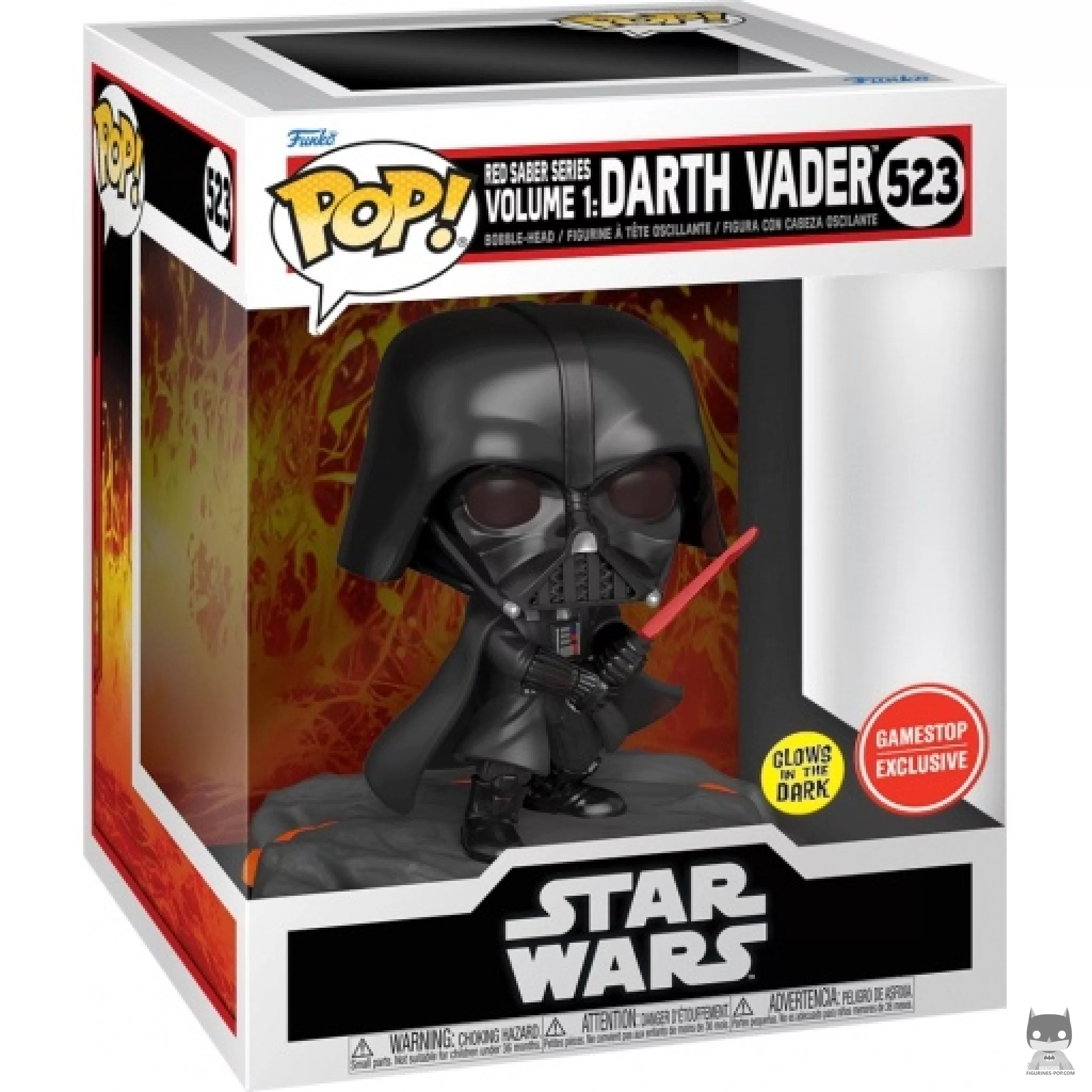 Figura Funko Pop! Red Saber Series Volumen 1: Darth Vader (Brilla en la oscuridad) en su caja