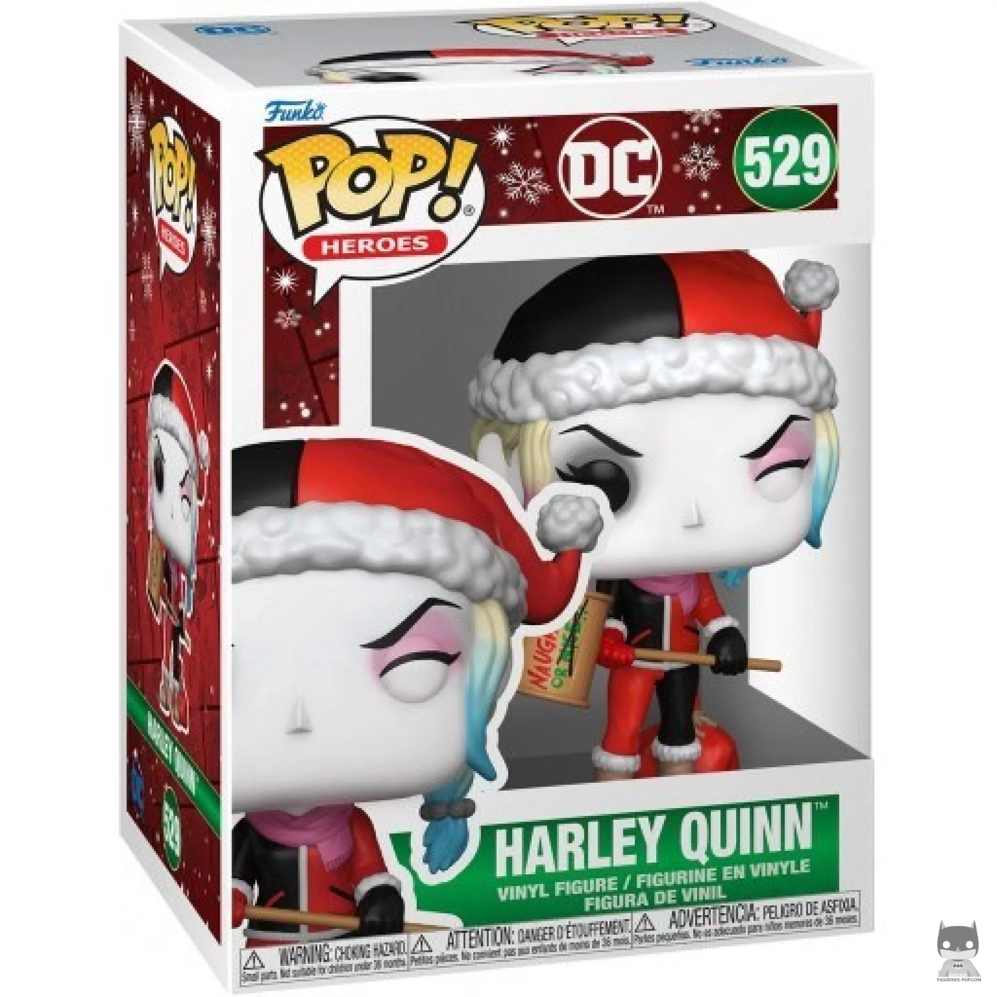 Figura Funko Pop! Harley Quinn con mazo travieso (Navidad) en su caja