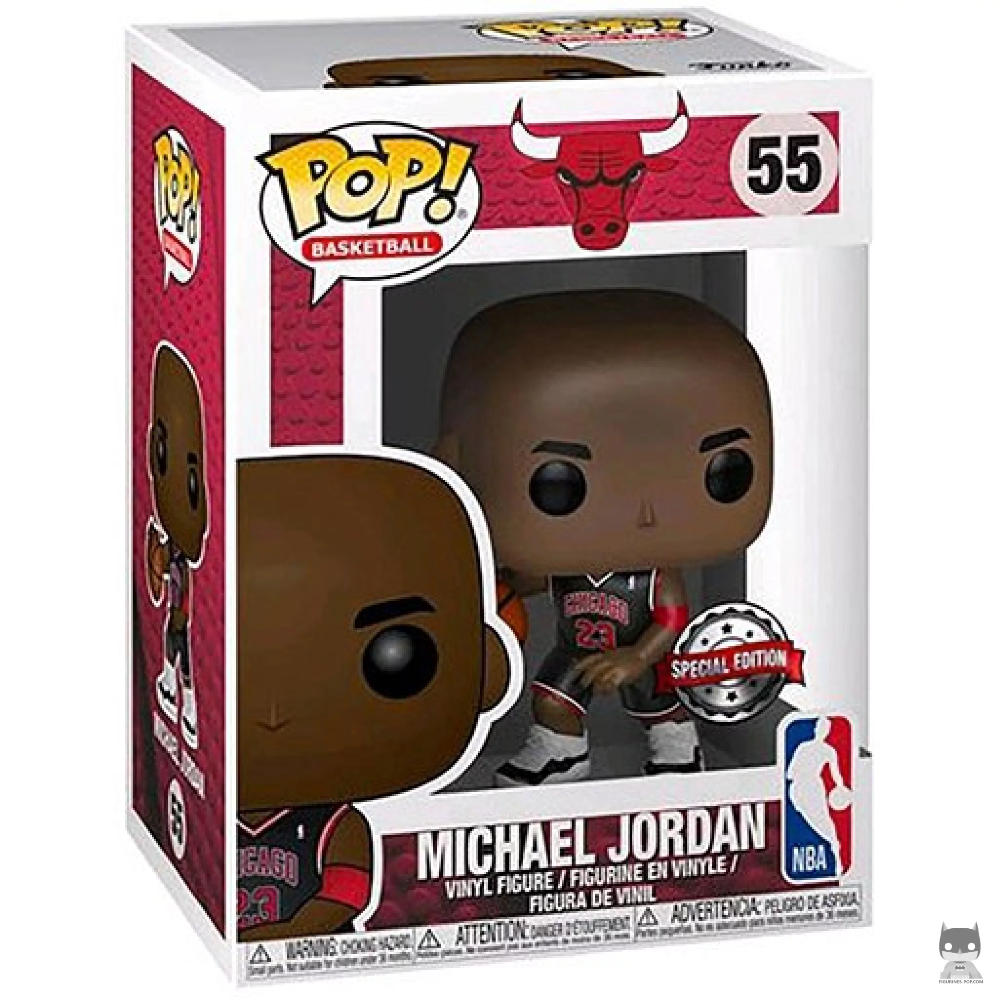 Figura Funko Pop! Michael Jordan (Camiseta alternativa negra) en su caja