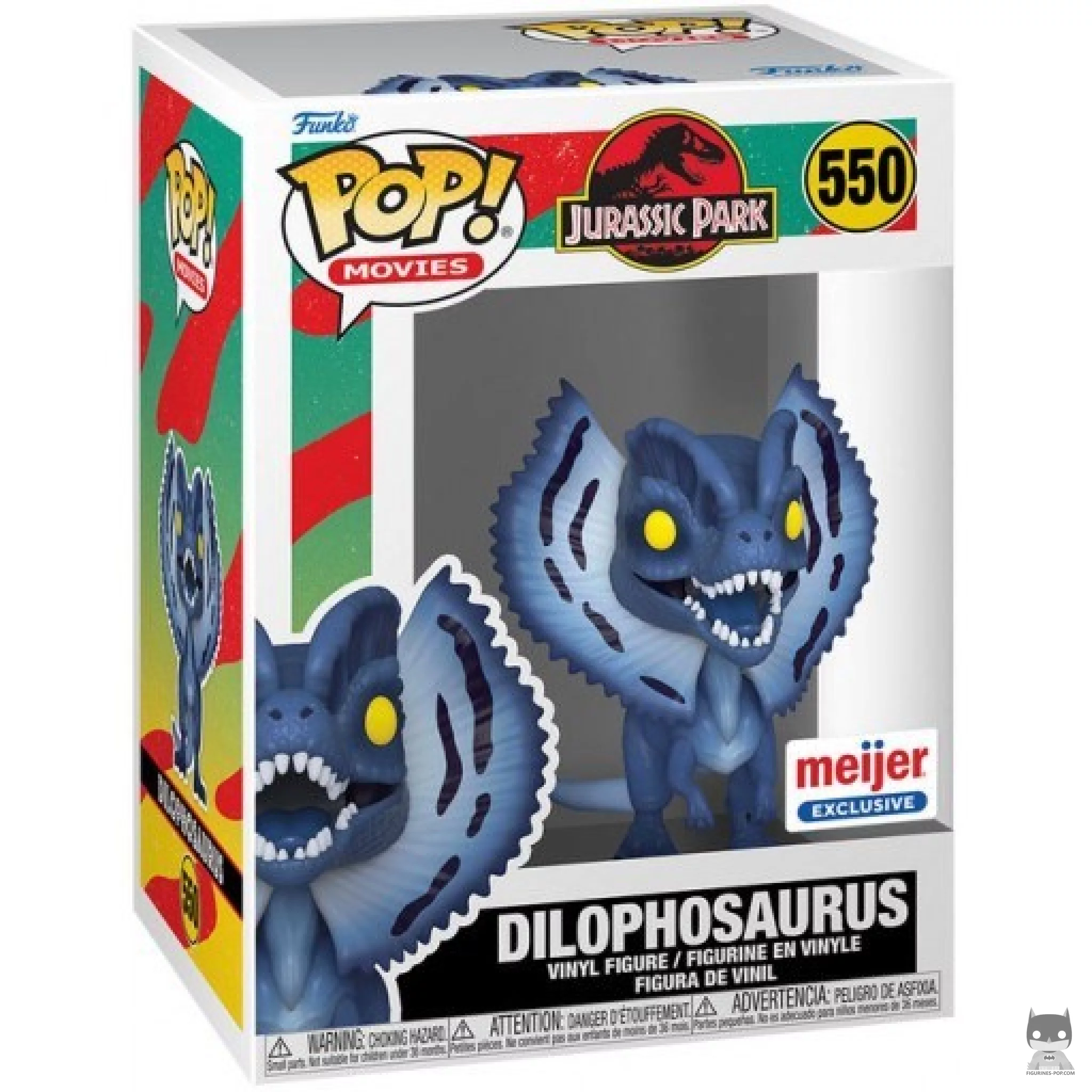 Figura Funko Pop! Dilophosaurus (Azul) en su caja