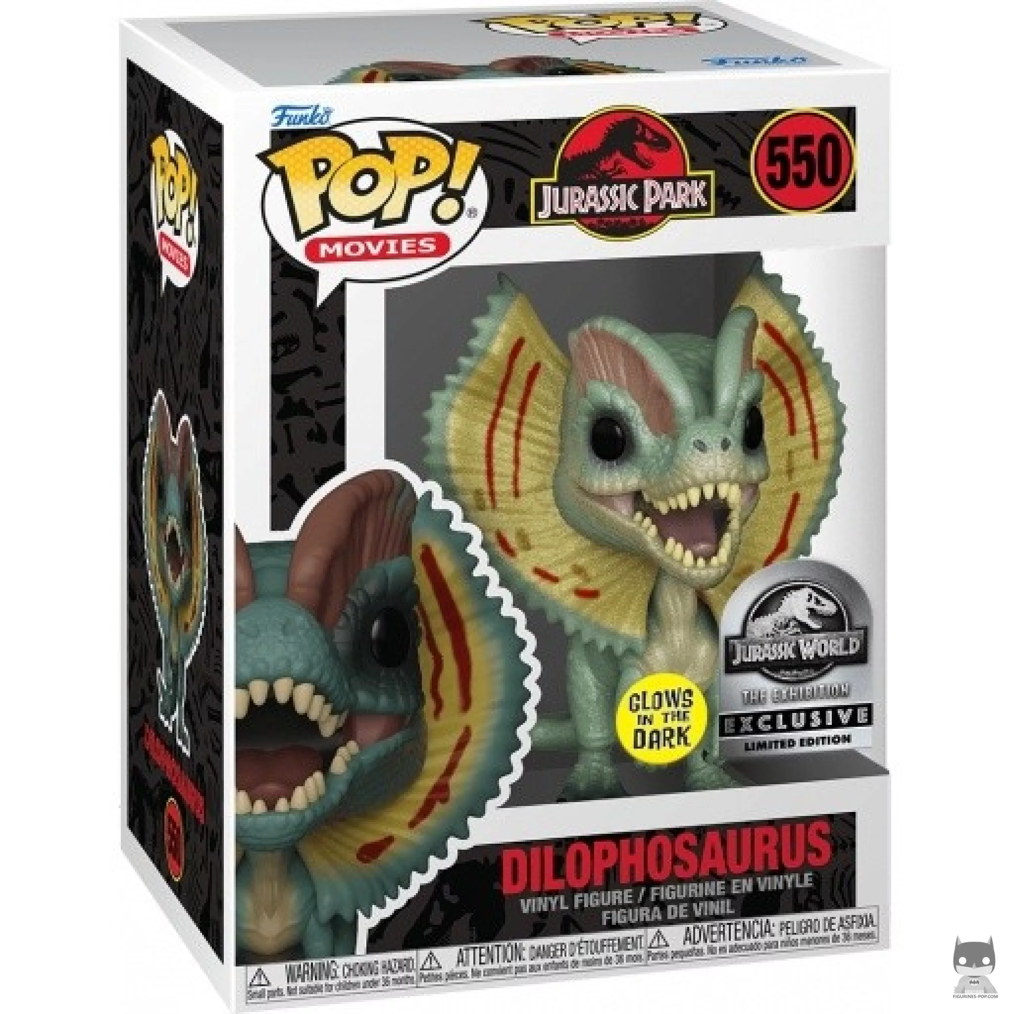 Figura Funko Pop! Dilophosaurus (Brilla en la oscuridad) en su caja