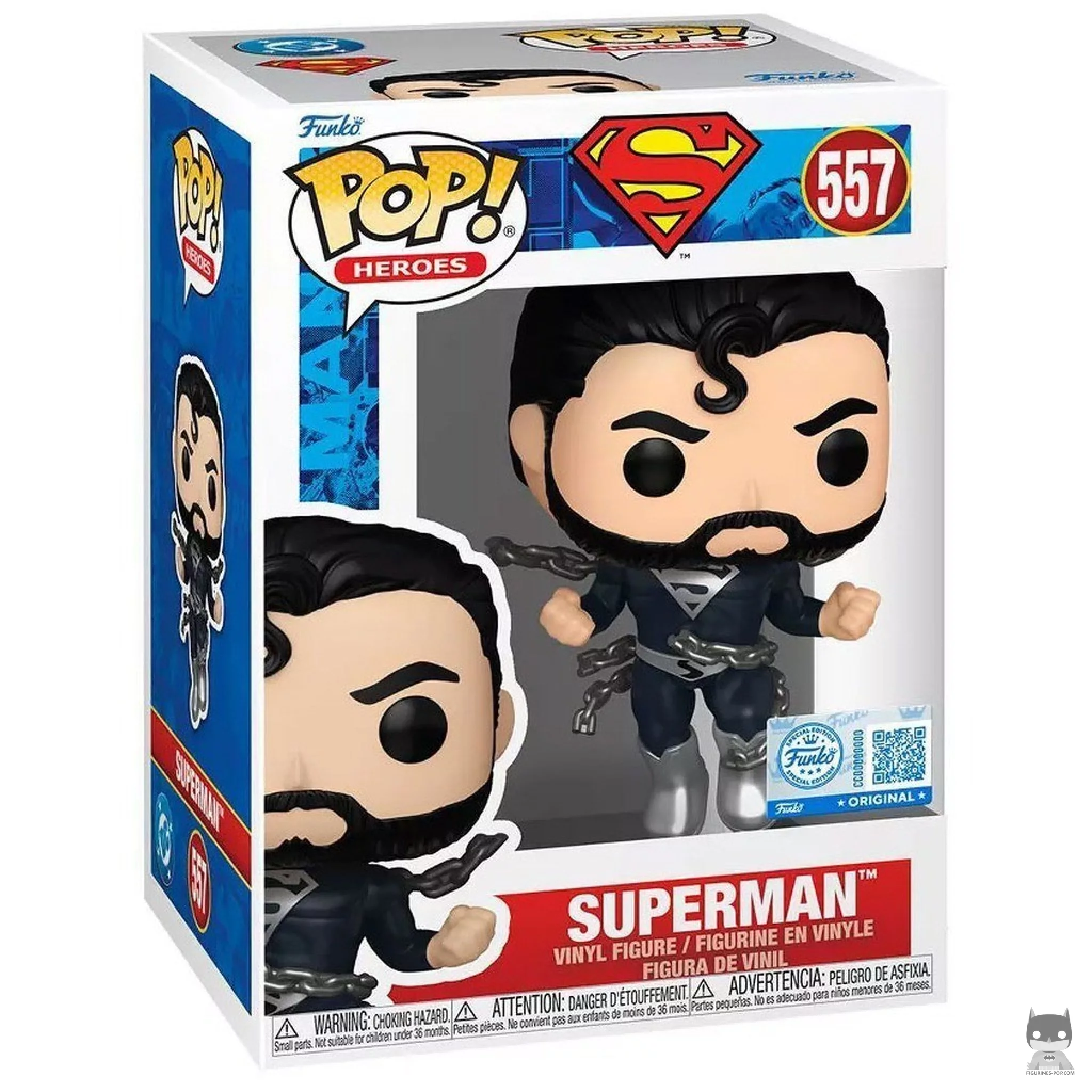 Figura Funko Pop! Superman (Traje negro) en su caja