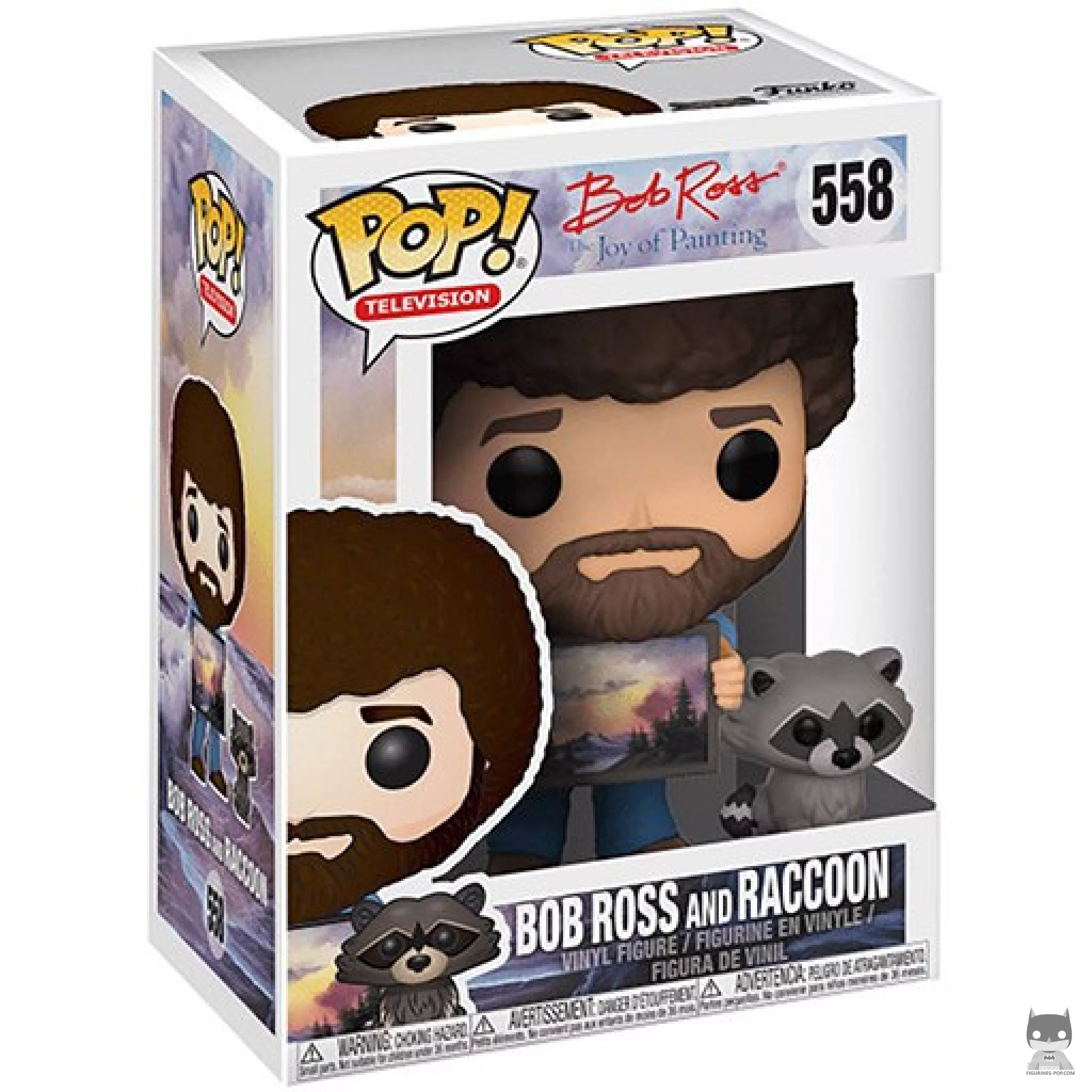 Figura Funko Pop! Bob Ross (con mapache) en su caja