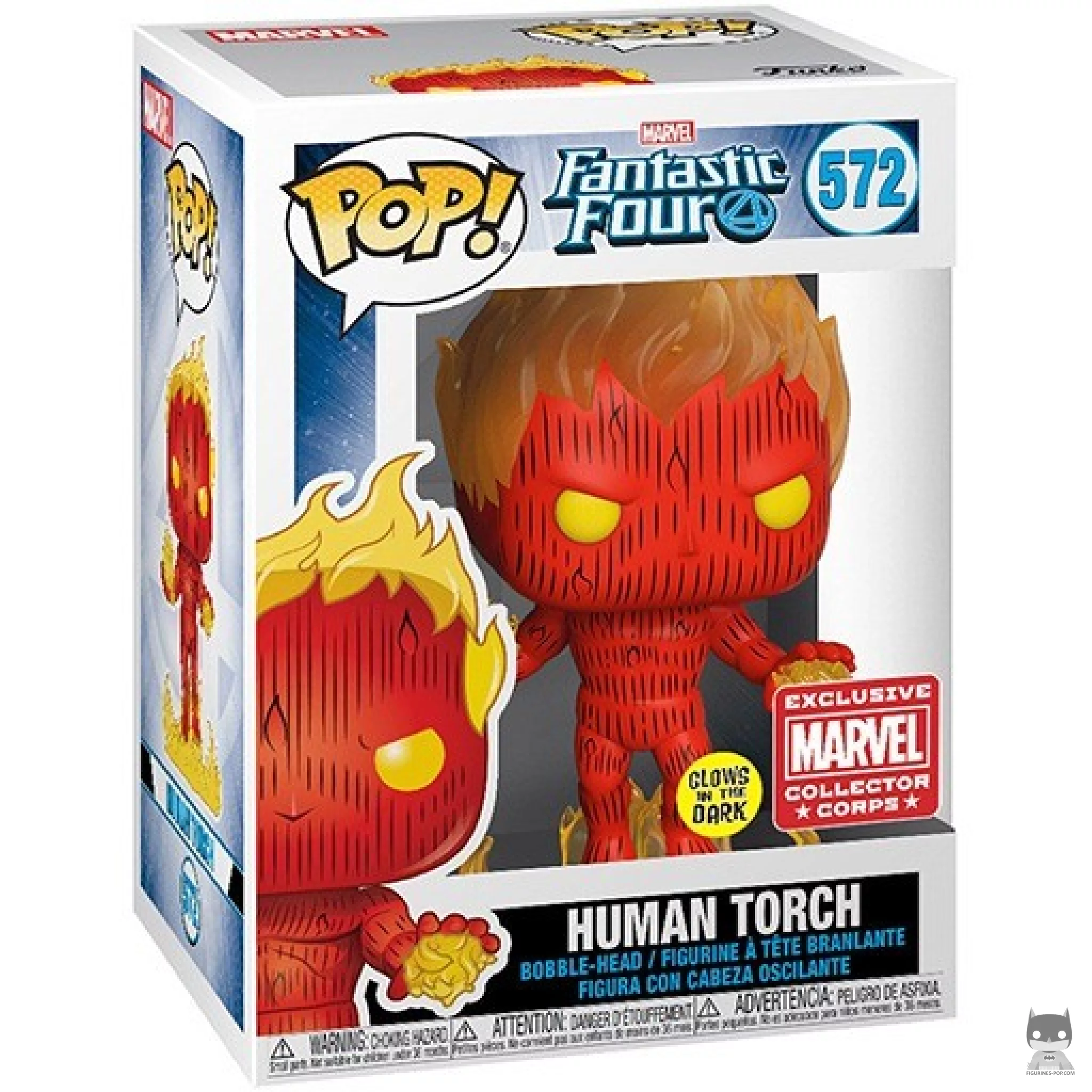 Figura Funko Pop! Antorcha Humana (Translúcido) en su caja