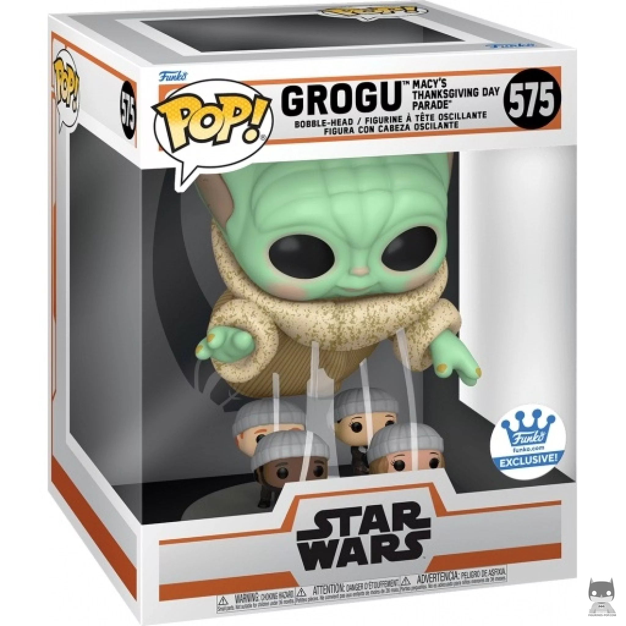 Figura Funko Pop! Grogu en el desfile de Acción de Gracias de Macy's en su caja