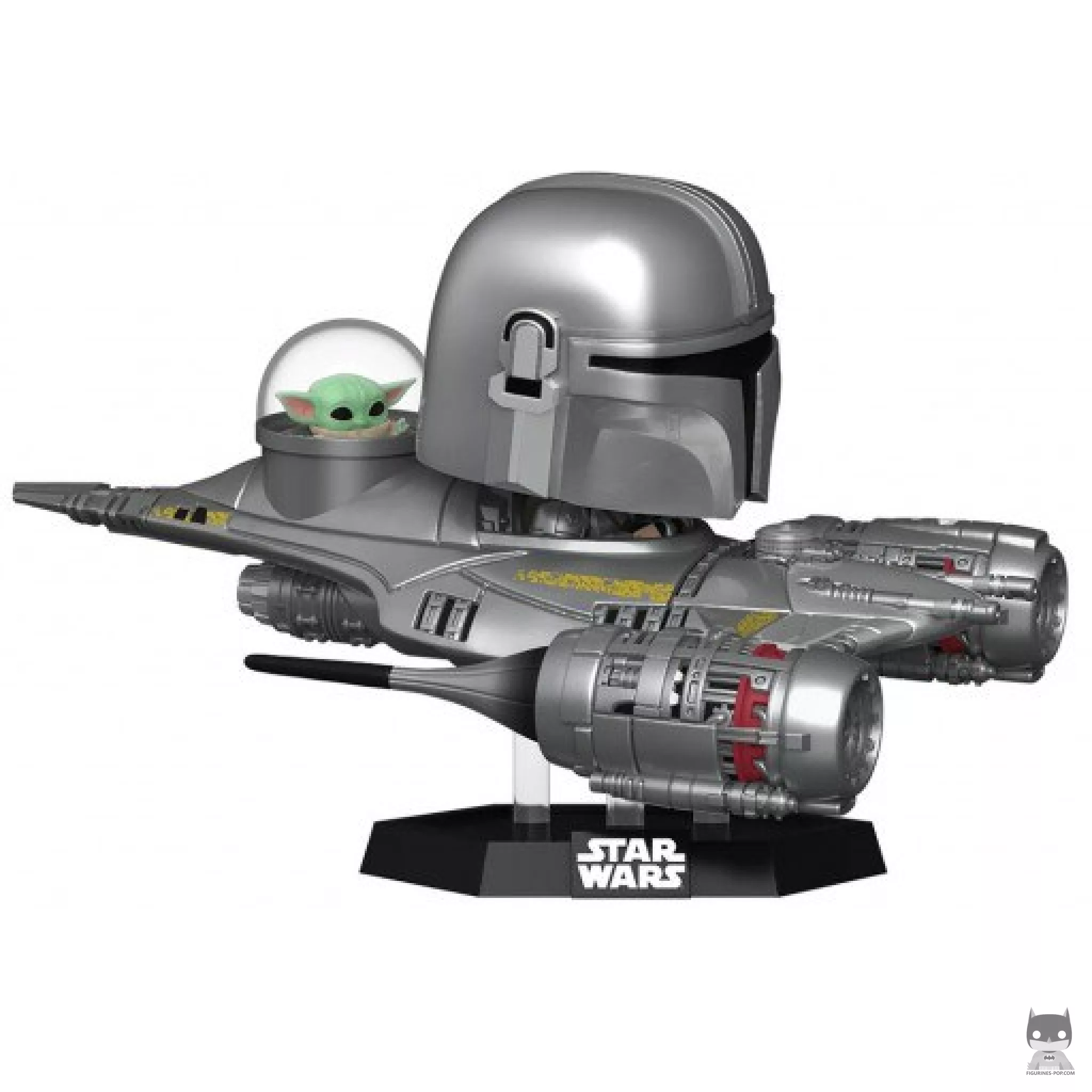 Figura Funko Pop! Hyperspace Heroes: Mandaloriano en el caza estelar N-1 con Grogu (The Mandalorian (Star Wars))