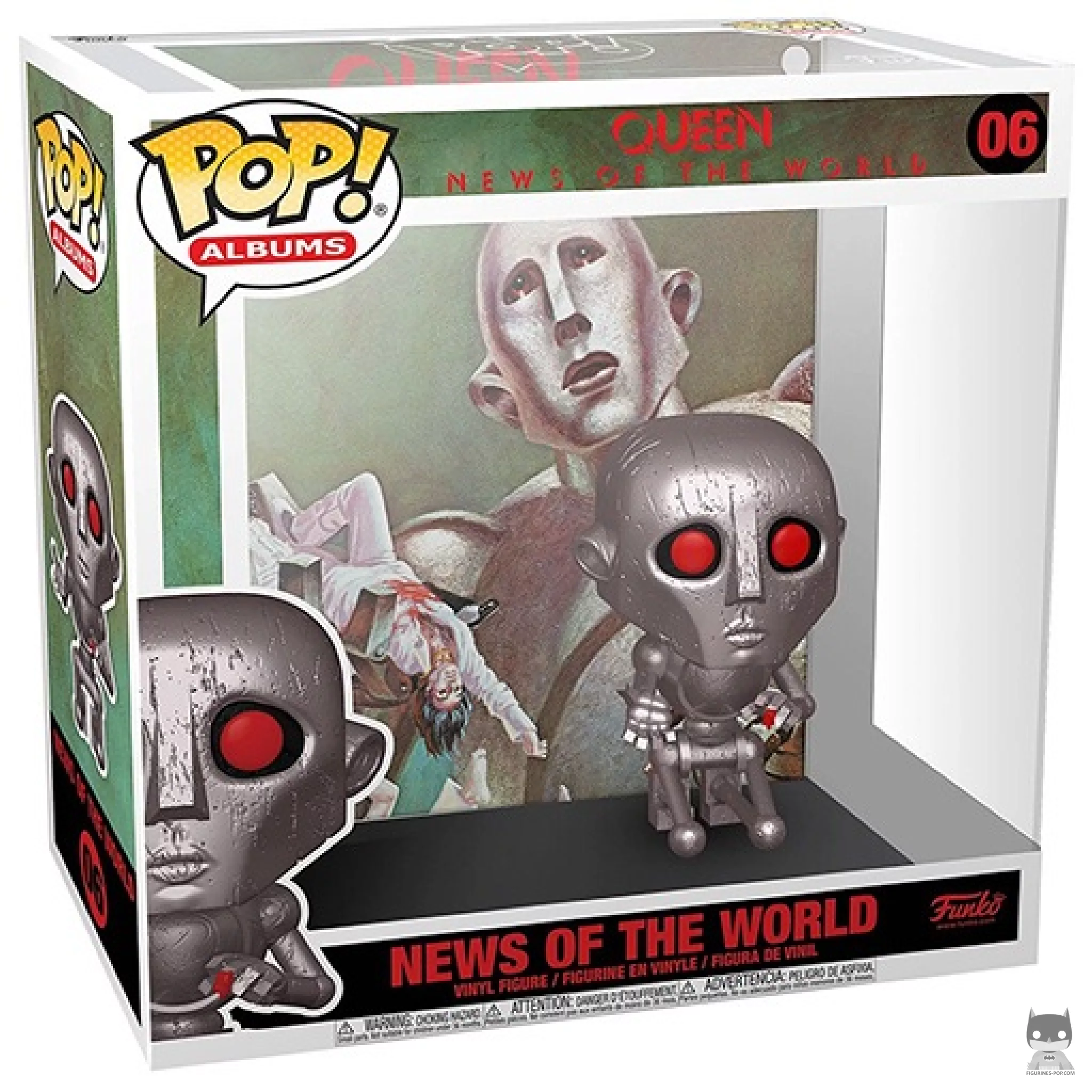 Figura Funko Pop! Queen : News of the World (Metalizado) en su caja