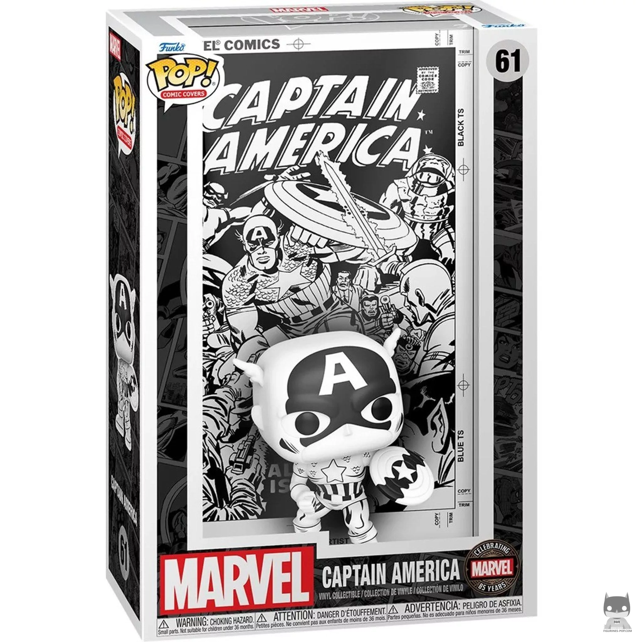 Figura Funko Pop! Capitán América (Blanco y negro) en su caja