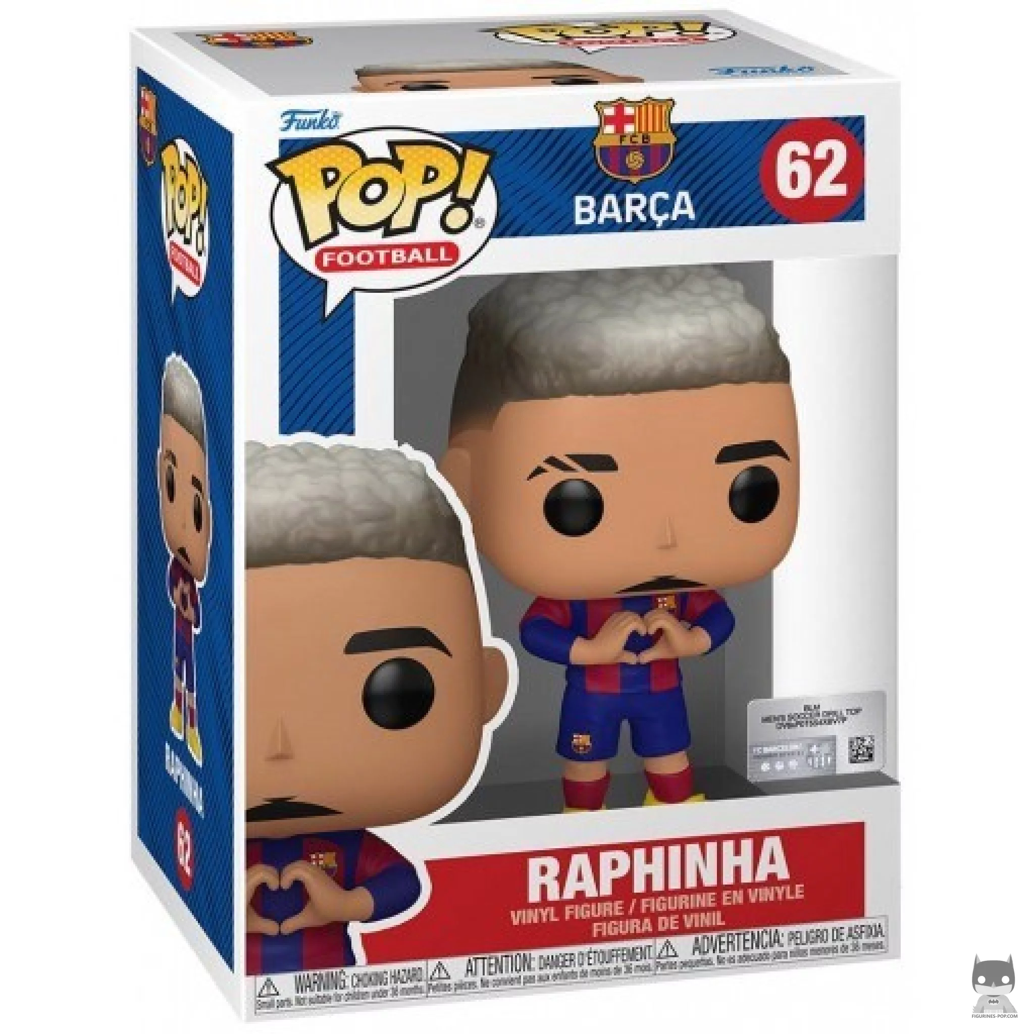 Figura Funko Pop! Raphinha (FC Barcelona) en su caja
