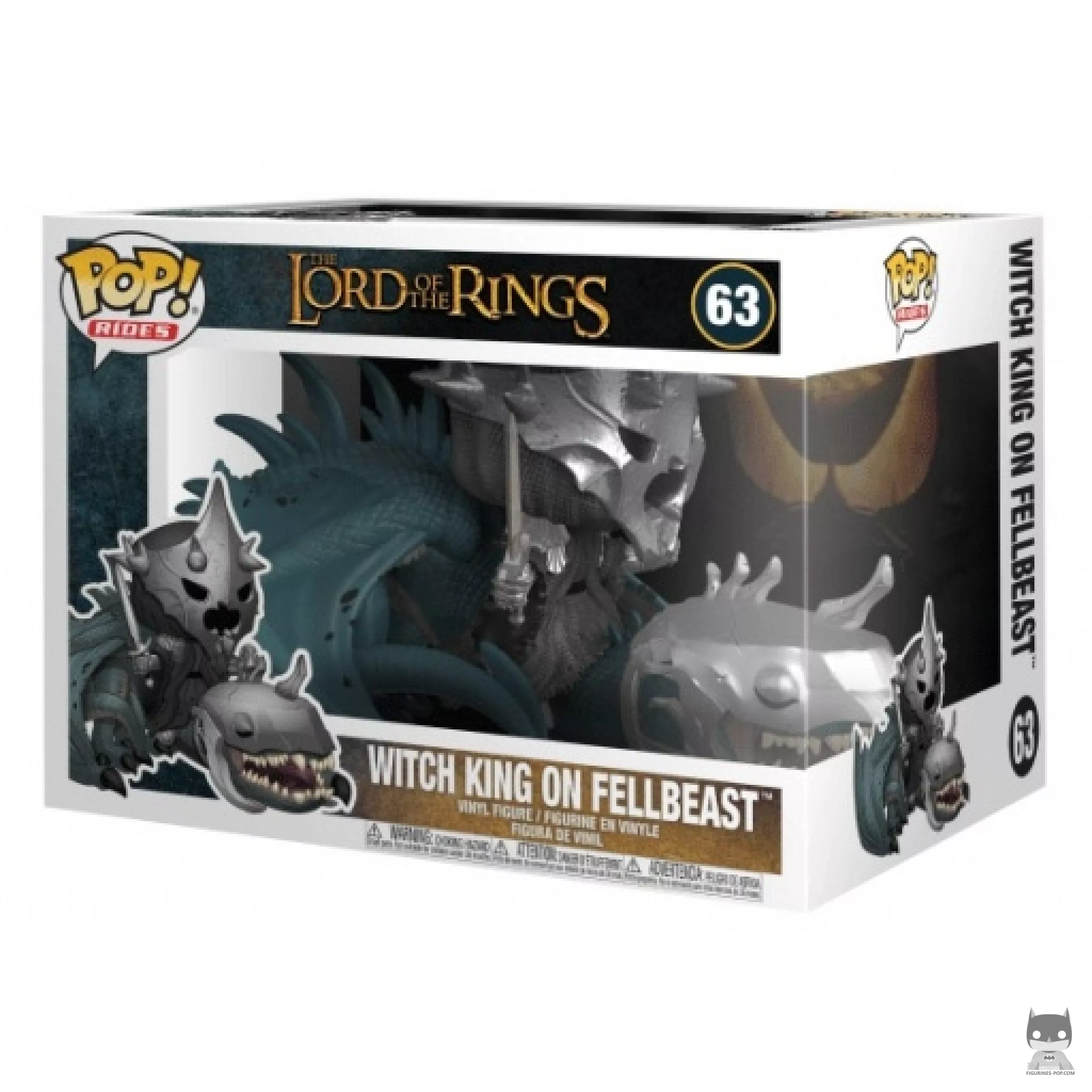Figura Funko Pop! Rey Brujo de Angmar sobre bestia alada en su caja