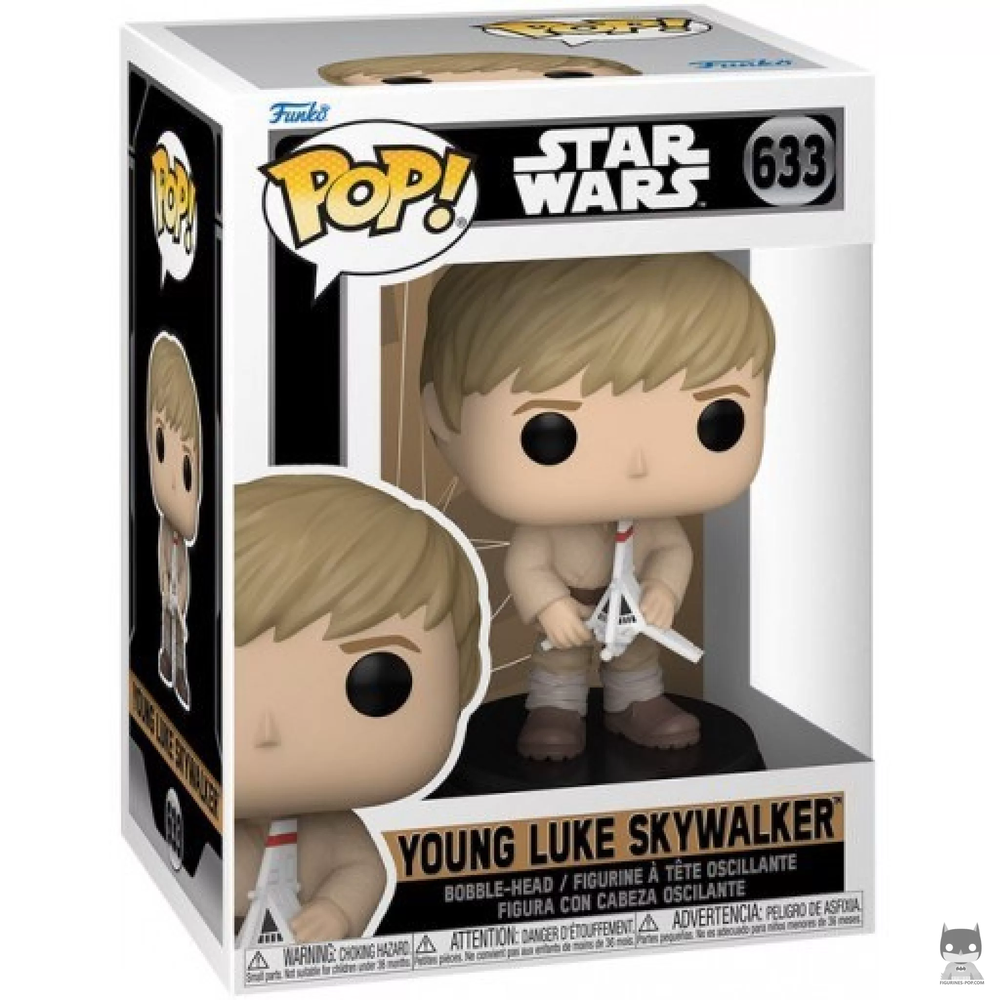 Figura Funko Pop! Luke Skywalker joven en su caja