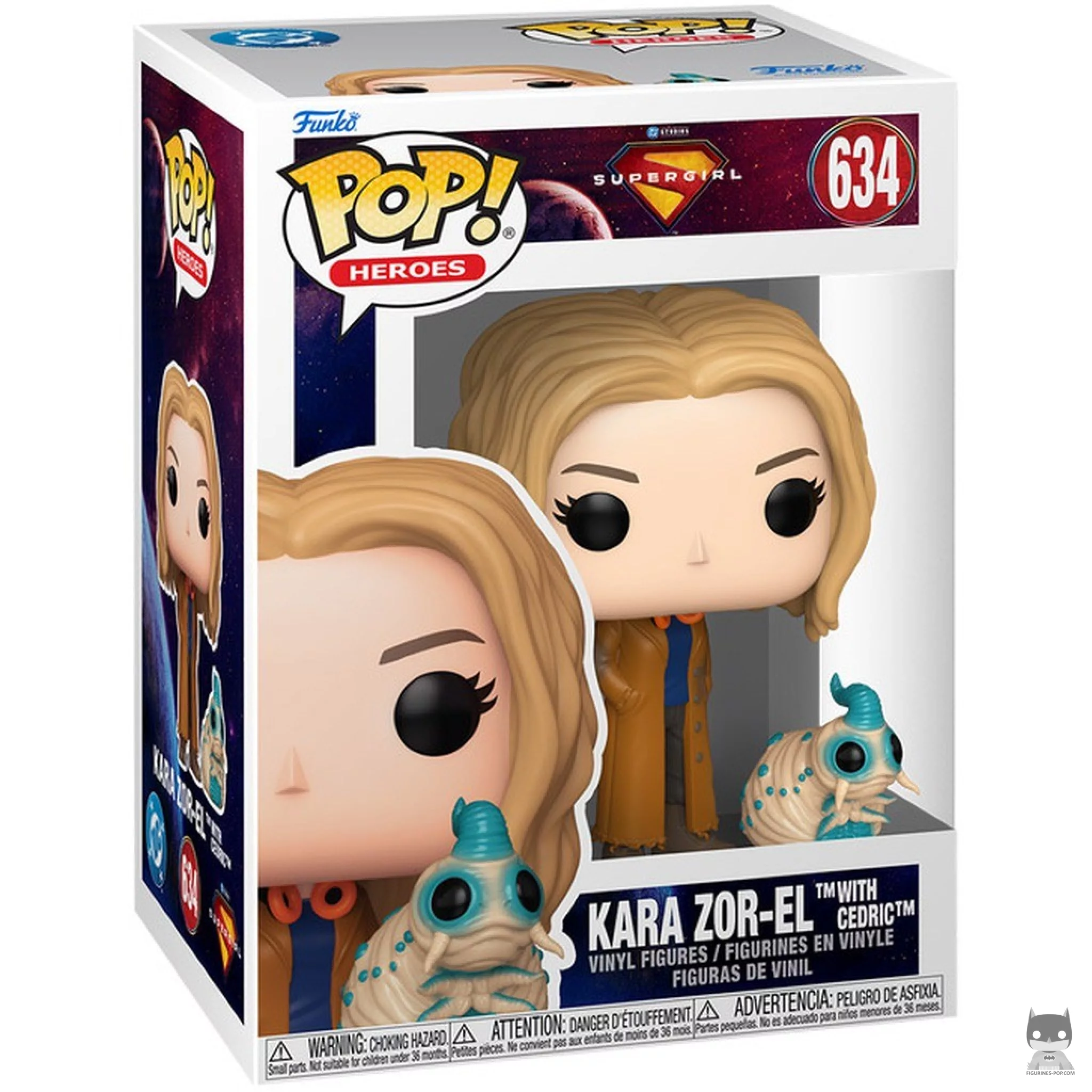 Figura Funko Pop! Kara Zor-El con Cedric en su caja