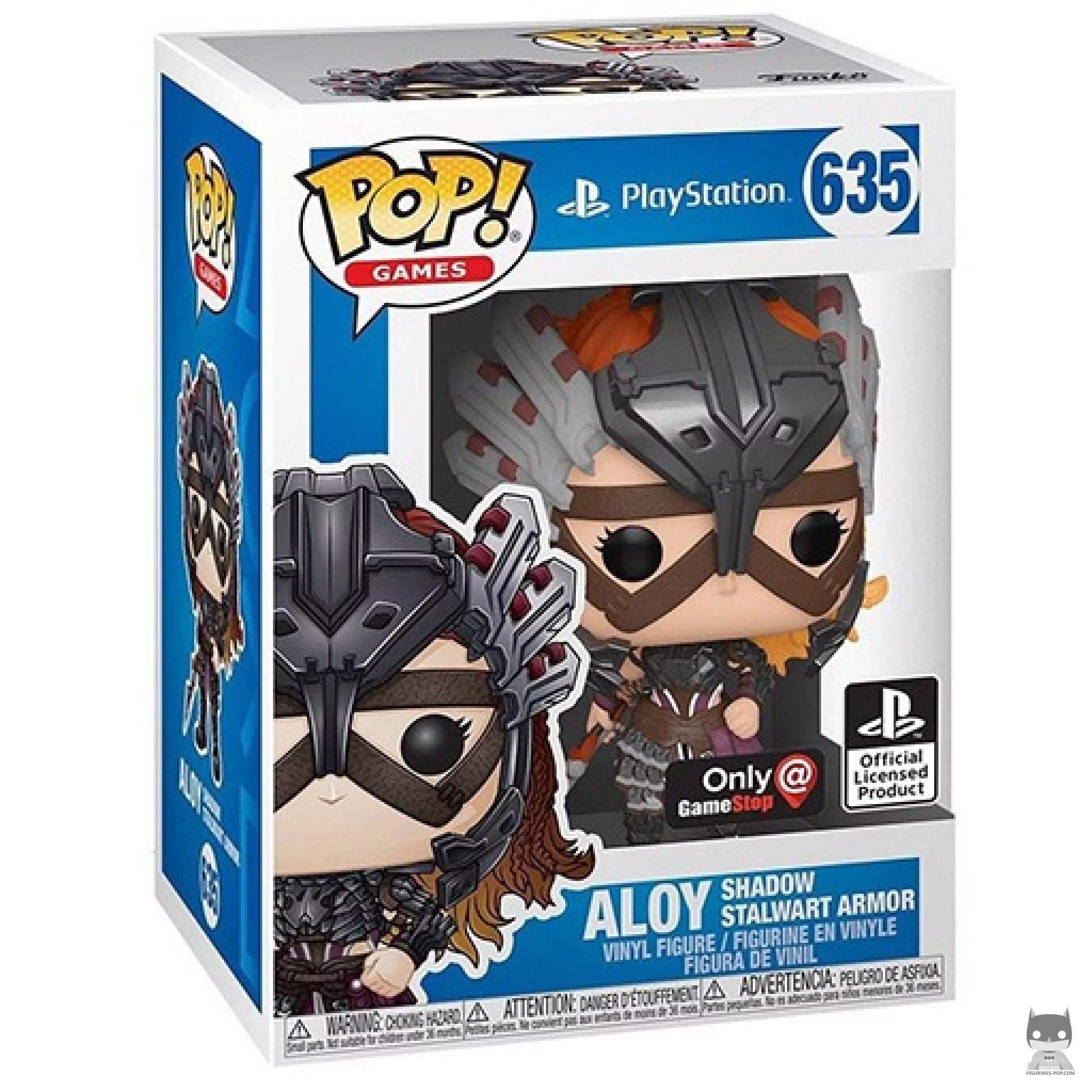 Figura Funko Pop! Aloy con armadura Shadow Stalwart en su caja