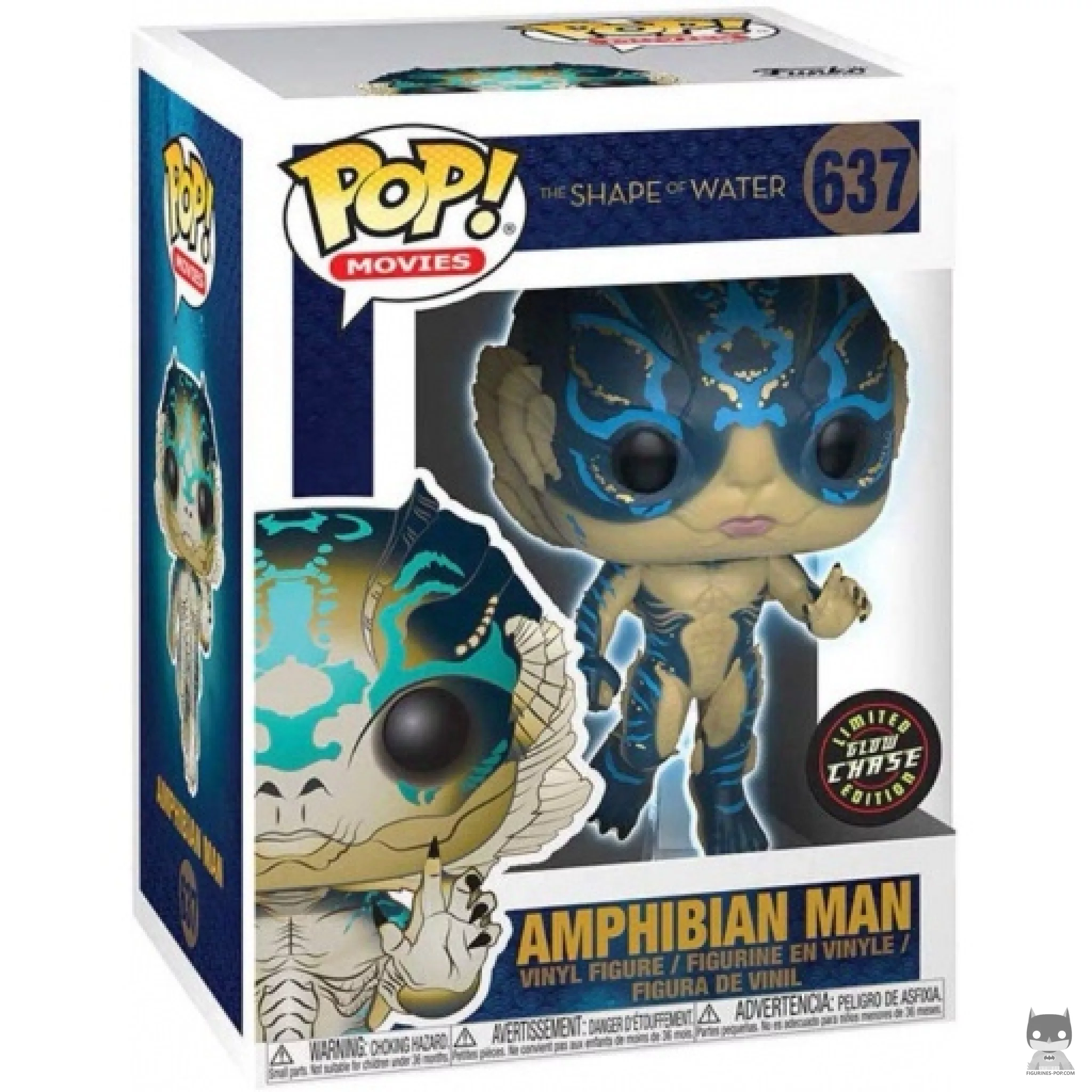 Figura Funko Pop! Hombre anfibio (Brilla en la oscuridad & Chase) en su caja