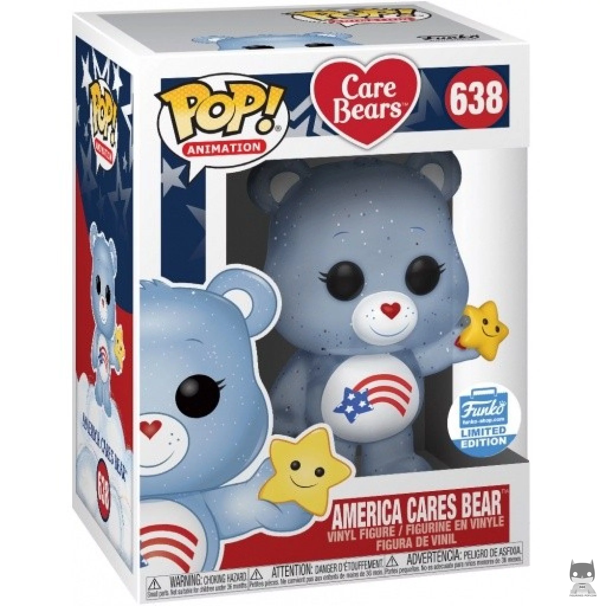 Figura Funko Pop! America Cares Bear (Purpurina) en su caja